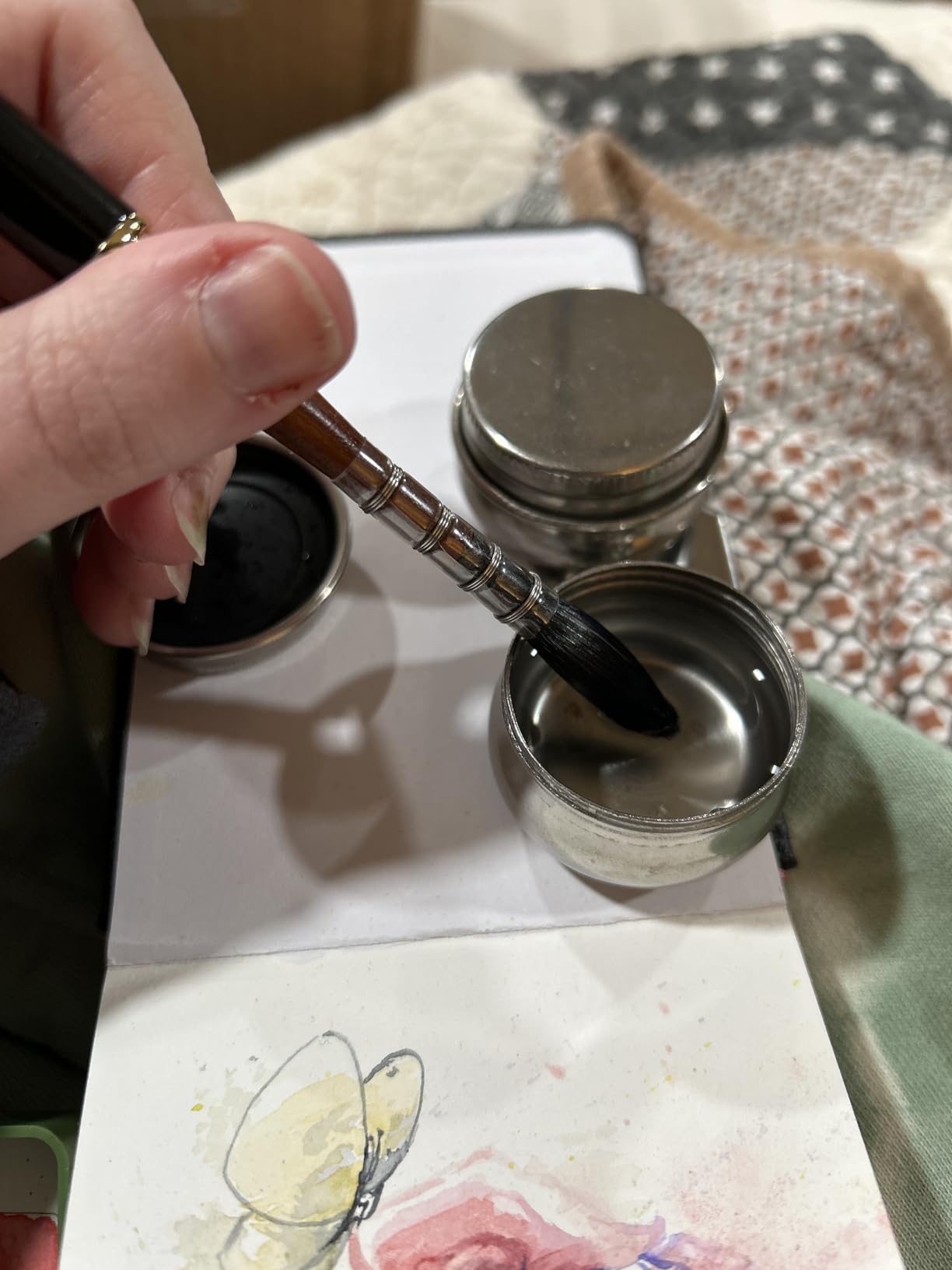 AUEAR, 2 Pack Stainless Steel Oil Painting Double Palette Cup with Screw Lid Dipper Clip for Watercolor Gouache customer photo 1