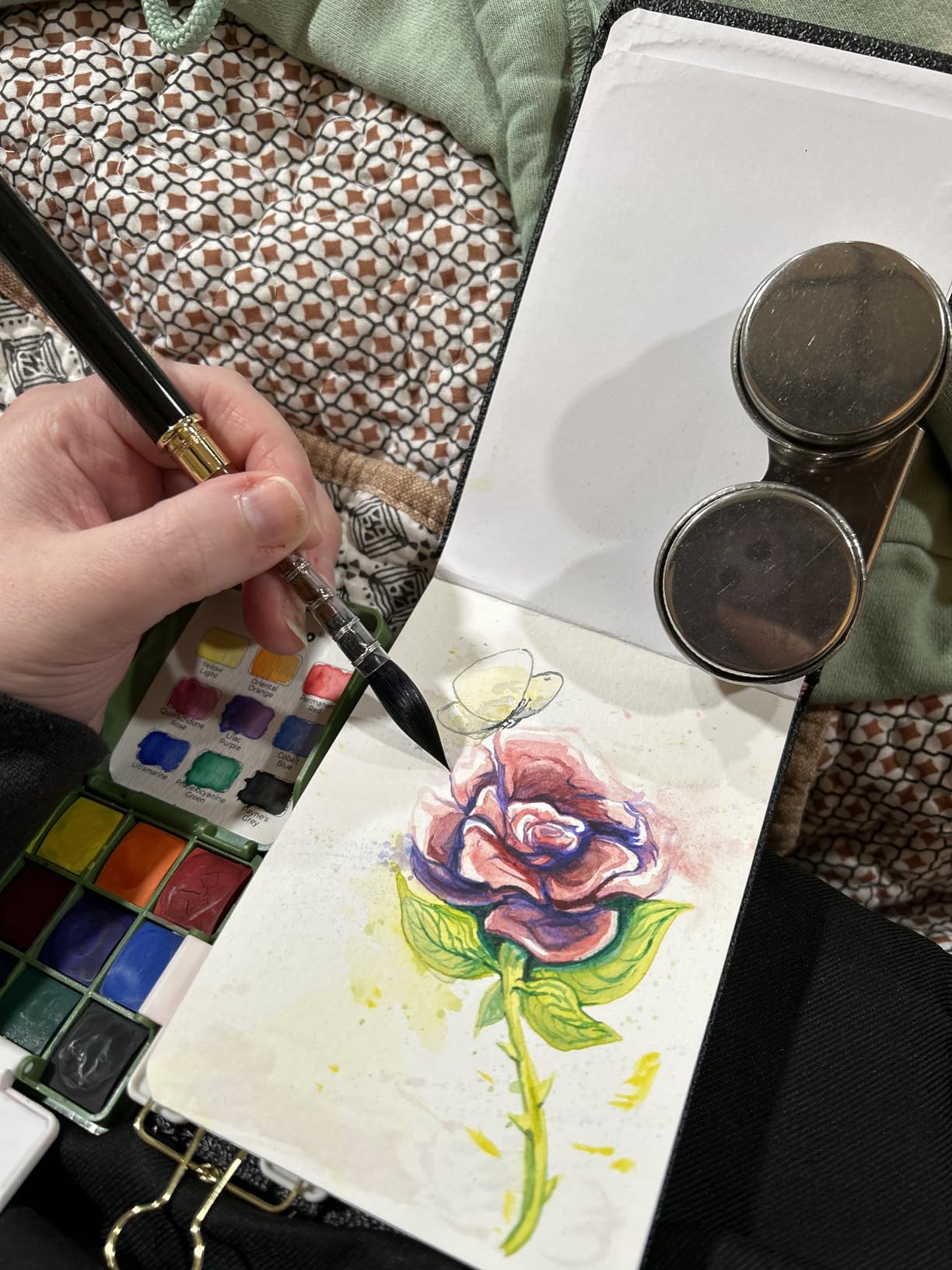 AUEAR, 2 Pack Stainless Steel Oil Painting Double Palette Cup with Screw Lid Dipper Clip for Watercolor Gouache customer photo 2