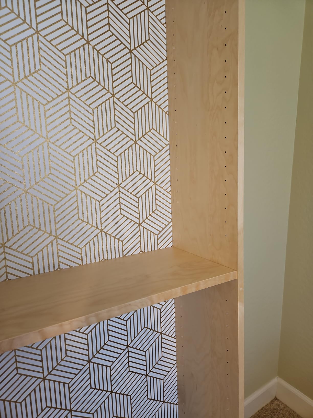 MelunMer Geometric Peel and Stick Wallpaper Gold 118In L 17.7In W Self Adhesive Removable Wallpaper for Bedroom/Bathroom Waterproof Modern Contact Paper for Cabinets Gold Contact Paper Shelf Liner customer photo 2