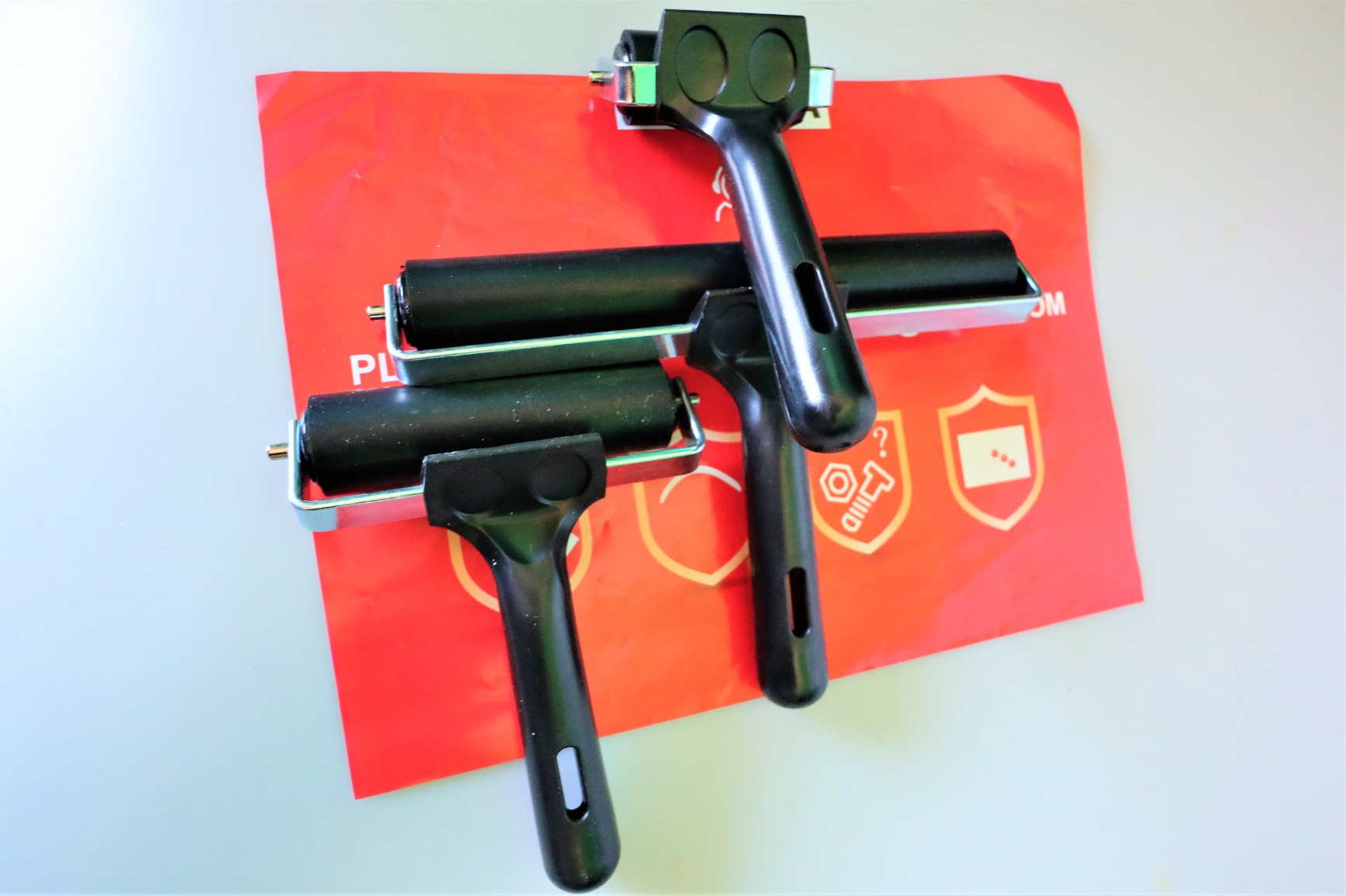 3 Pack Printmaking Brayers - Premium Brayer Rollers for Crafting, Hard Rubber Roller Brayers (2.4'', 4'', 7.9'') (Black) customer photo 1
