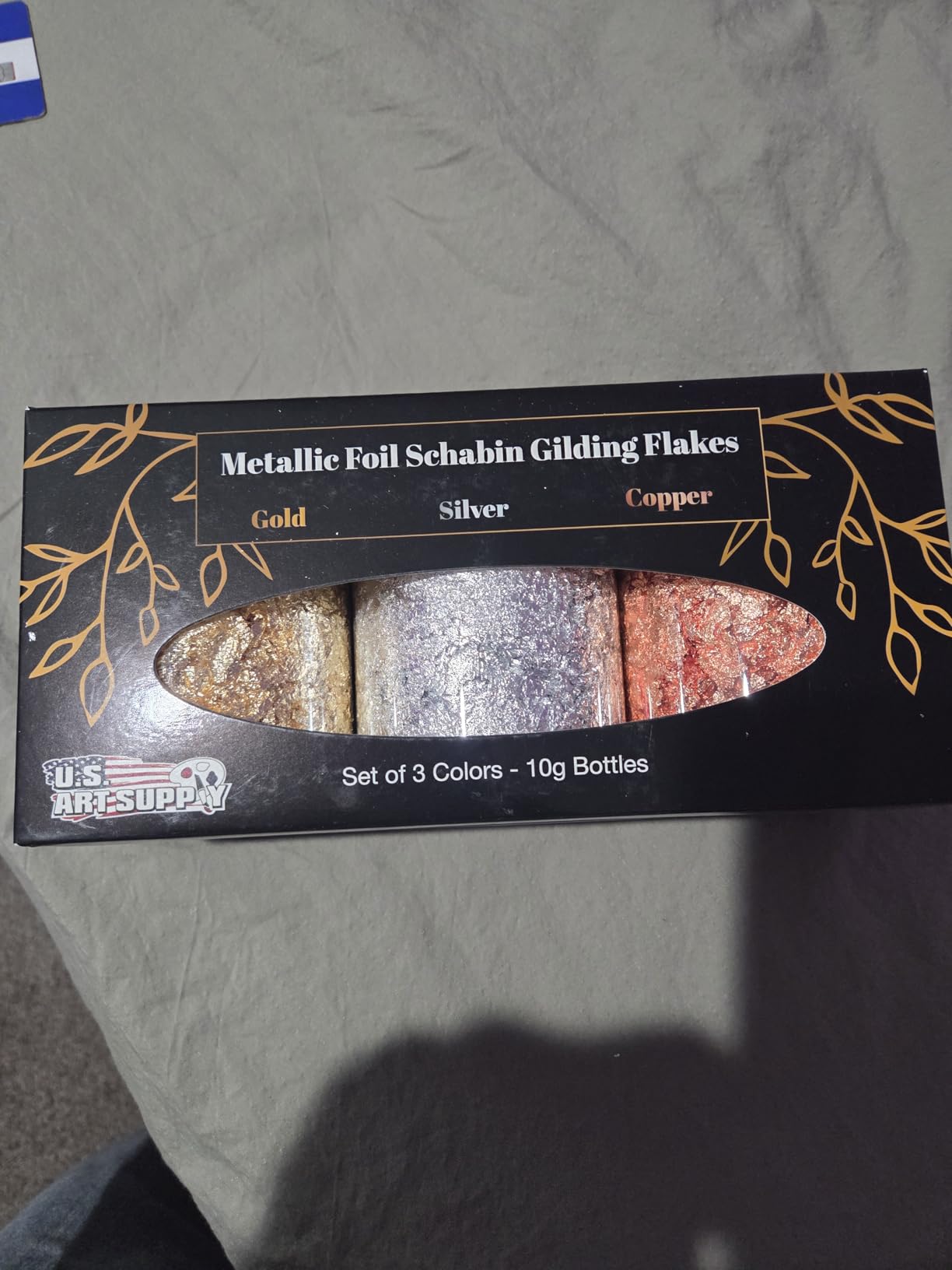 U.S. Art Supply Metallic Foil Schabin Gilding Flakes (3 Pack), Imitation Copper, Silver & Gold 10 Gram Bottles - Metal Leaf Foil Flakes for Resin, Nails, Crafts, Painting, Jewelry, Slime customer photo 1