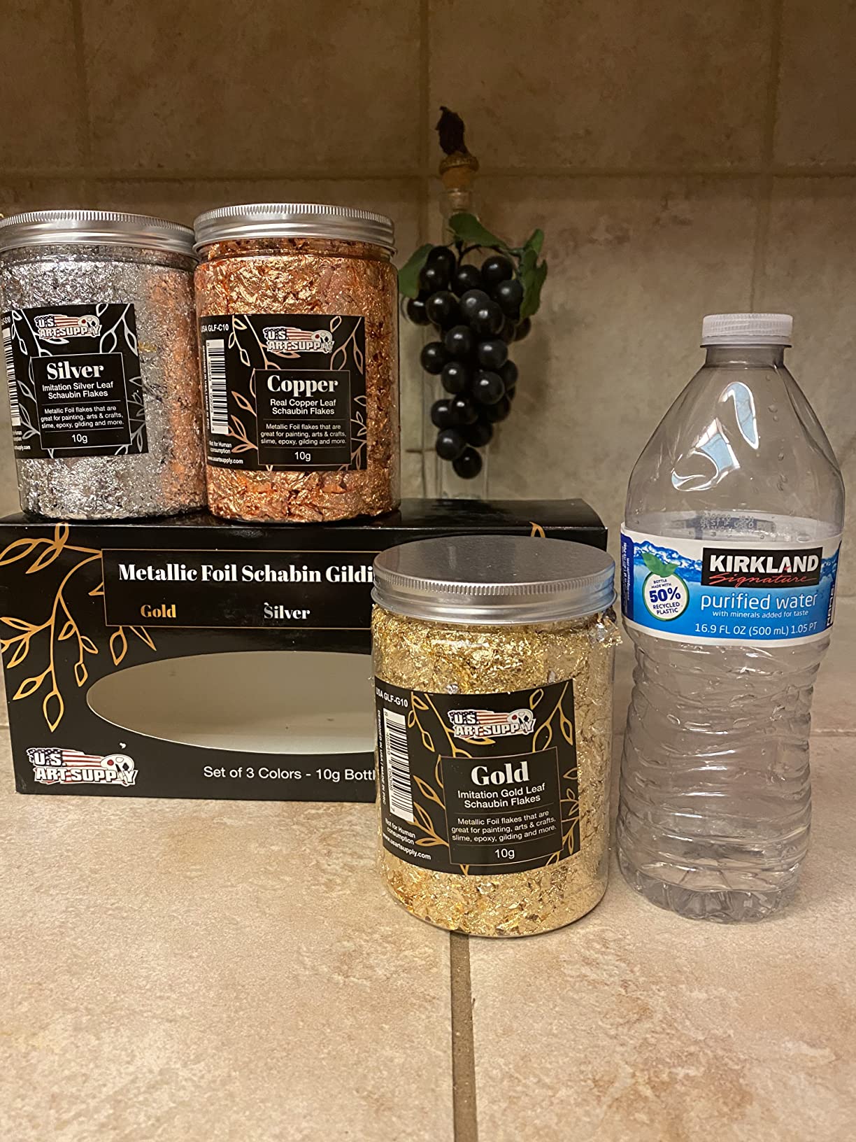 U.S. Art Supply Metallic Foil Schabin Gilding Flakes (3 Pack), Imitation Copper, Silver & Gold 10 Gram Bottles - Metal Leaf Foil Flakes for Resin, Nails, Crafts, Painting, Jewelry, Slime customer photo 2