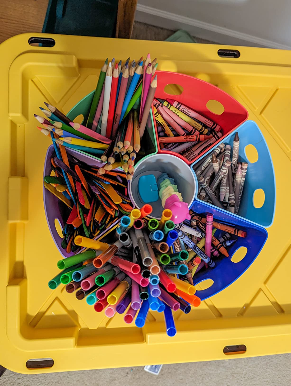 GAMENOTE Rotating Art Supplies Organizer - Lazy Susan Office School Supply for Kids Desk Organization and Storage Homeschool Craft Caddy Classroom Organization (Large) customer photo 2