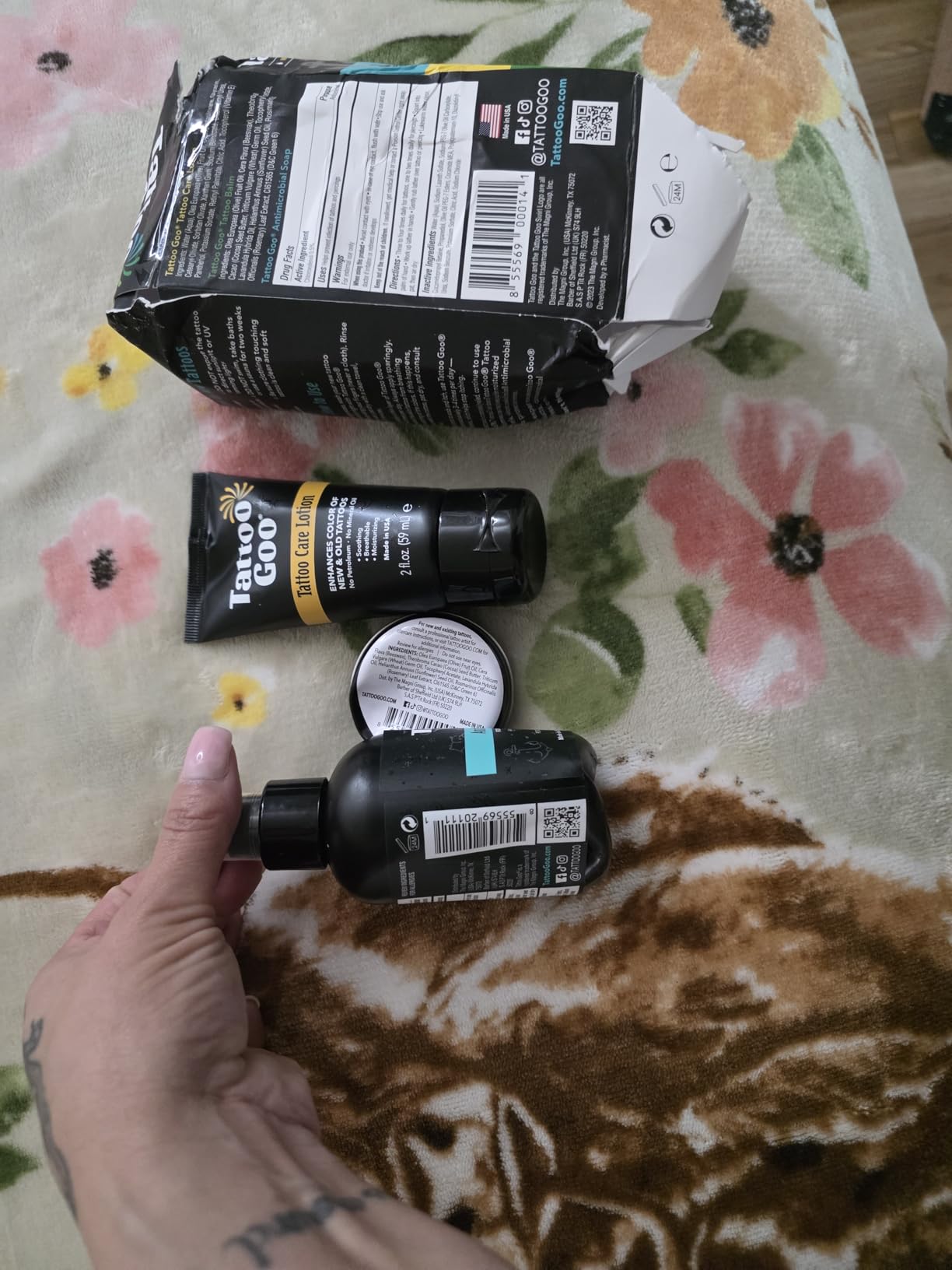 Tattoo Goo Tattoo Aftercare Kit, 3 Piece Set, Includes Antimicrobial Soap, Tattoo Balm & Healing Lotion, Main Vibrant Color & Glow, Complete Kit for Fresh Ink, Ongoing Ink Maintenance & Piercing Care customer photo 1