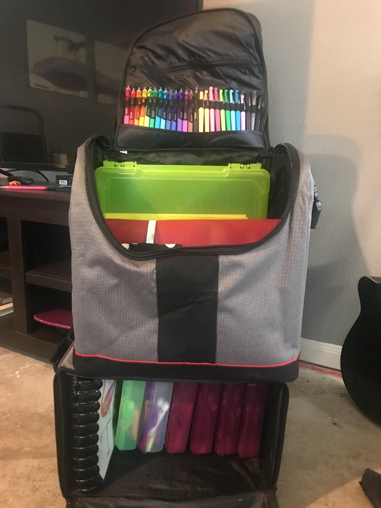 ArtBin 6922SP Tote Express Rolling Portable Art Craft & Sewing Storage Organizer Bag with Wheels-Fits Sewing Machine, 0, Black/Aqua customer photo 2