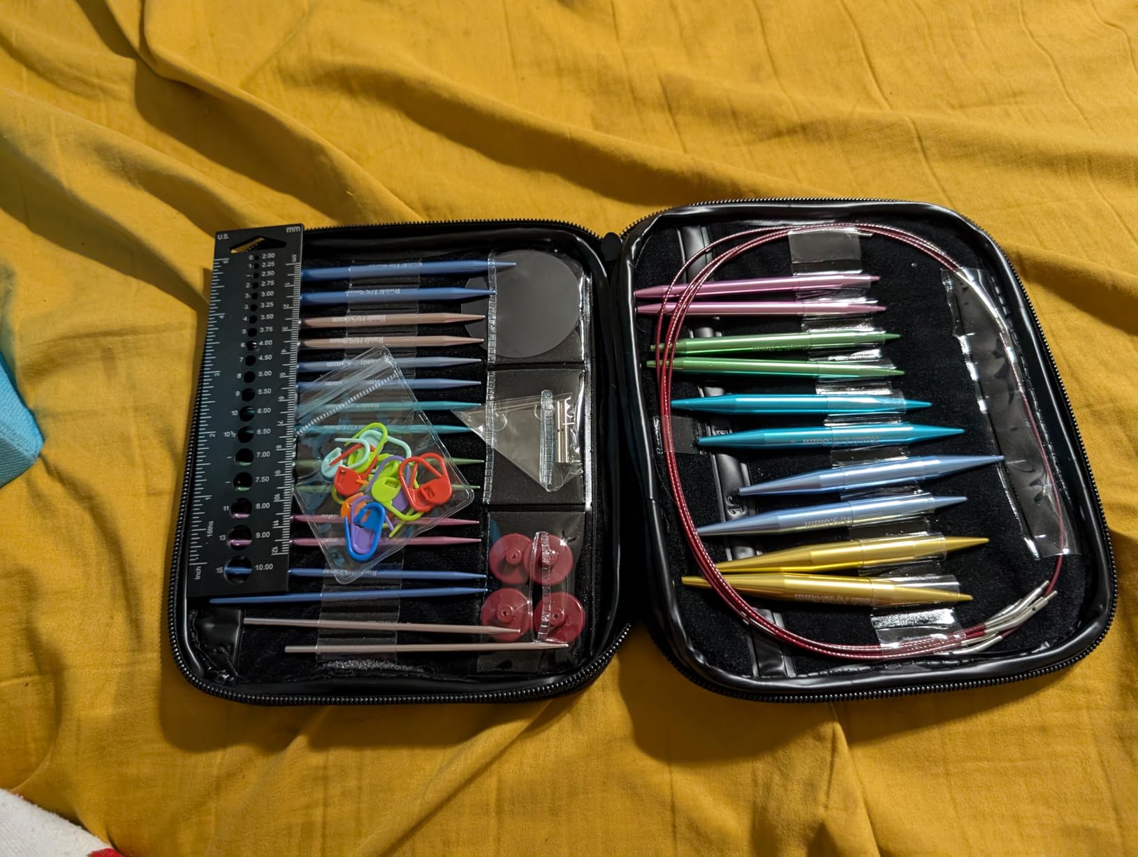 Ruidi Interchangeable Aluminum Circular Knitting Needles Set - 13 Pairs of 4 Inch Needles with 4 Cables, Needle Holders and Leather Bag customer photo 2