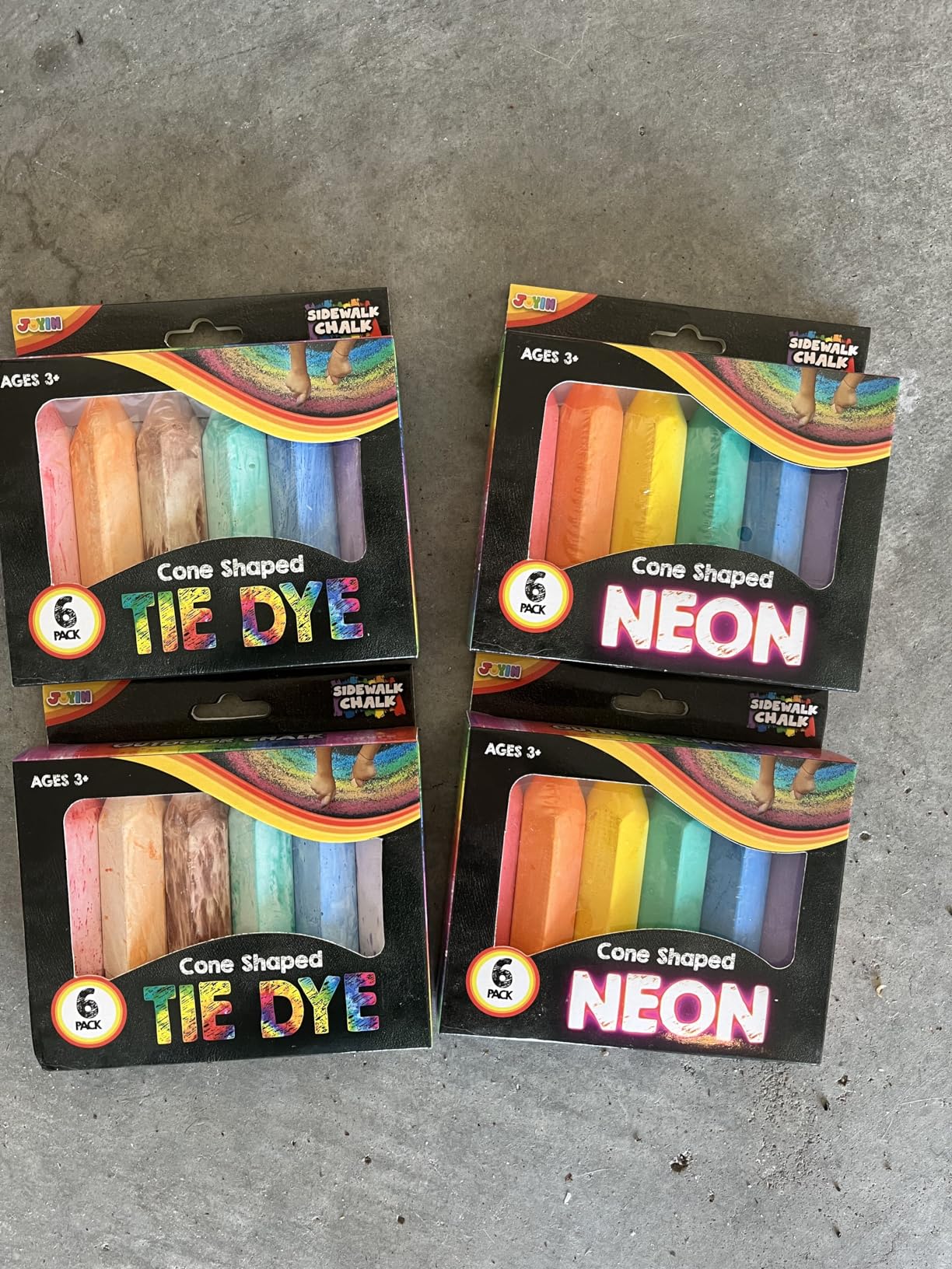 JOYIN 36 PCS Washable Sidewalk Chalk, 3 Styles (Tie-Dye, Glitter & Neon), Outdoor Chalks for Painting and Drawing customer photo 2