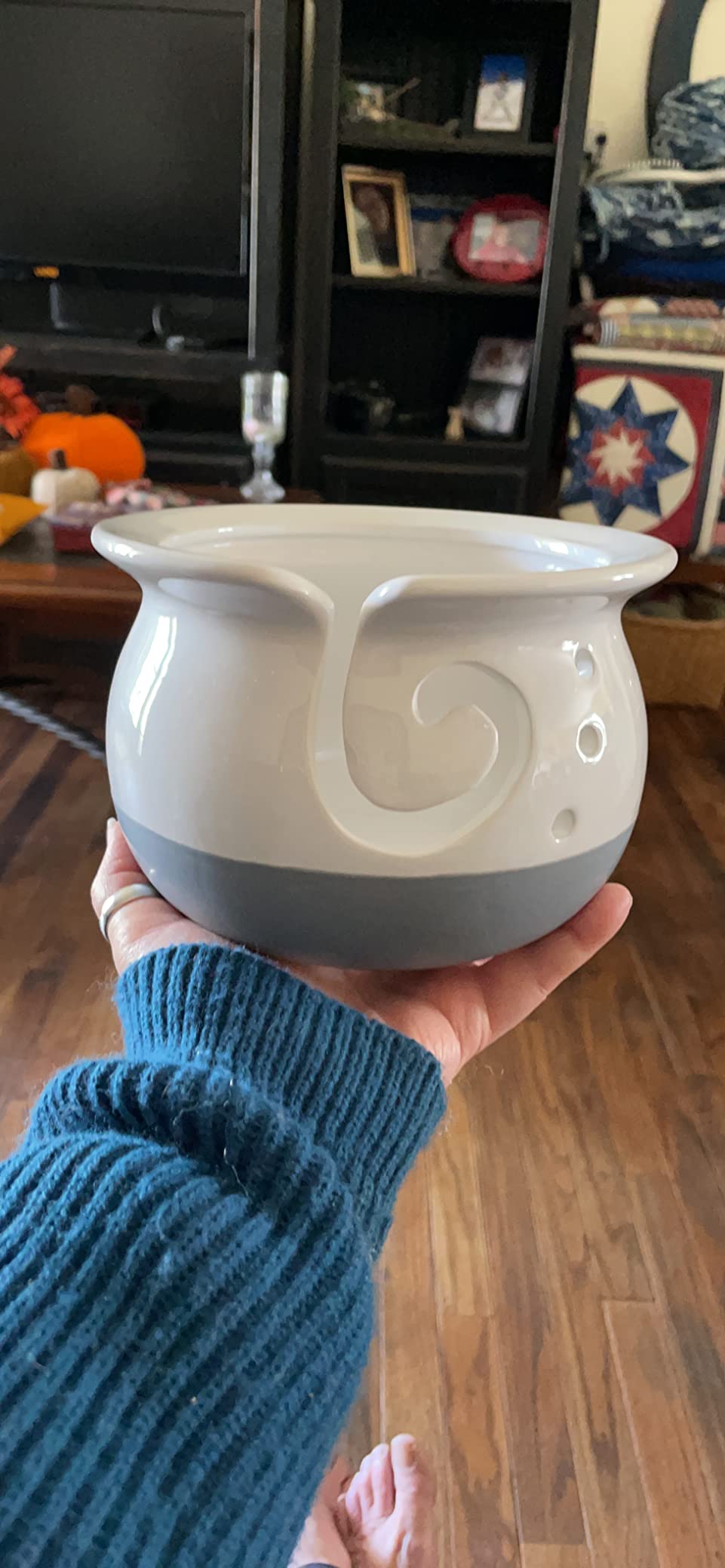 White Yarn Bowl - Artisan Ceramic Yarn Holder - Great for Knitting, Crochet & Storage customer photo 1