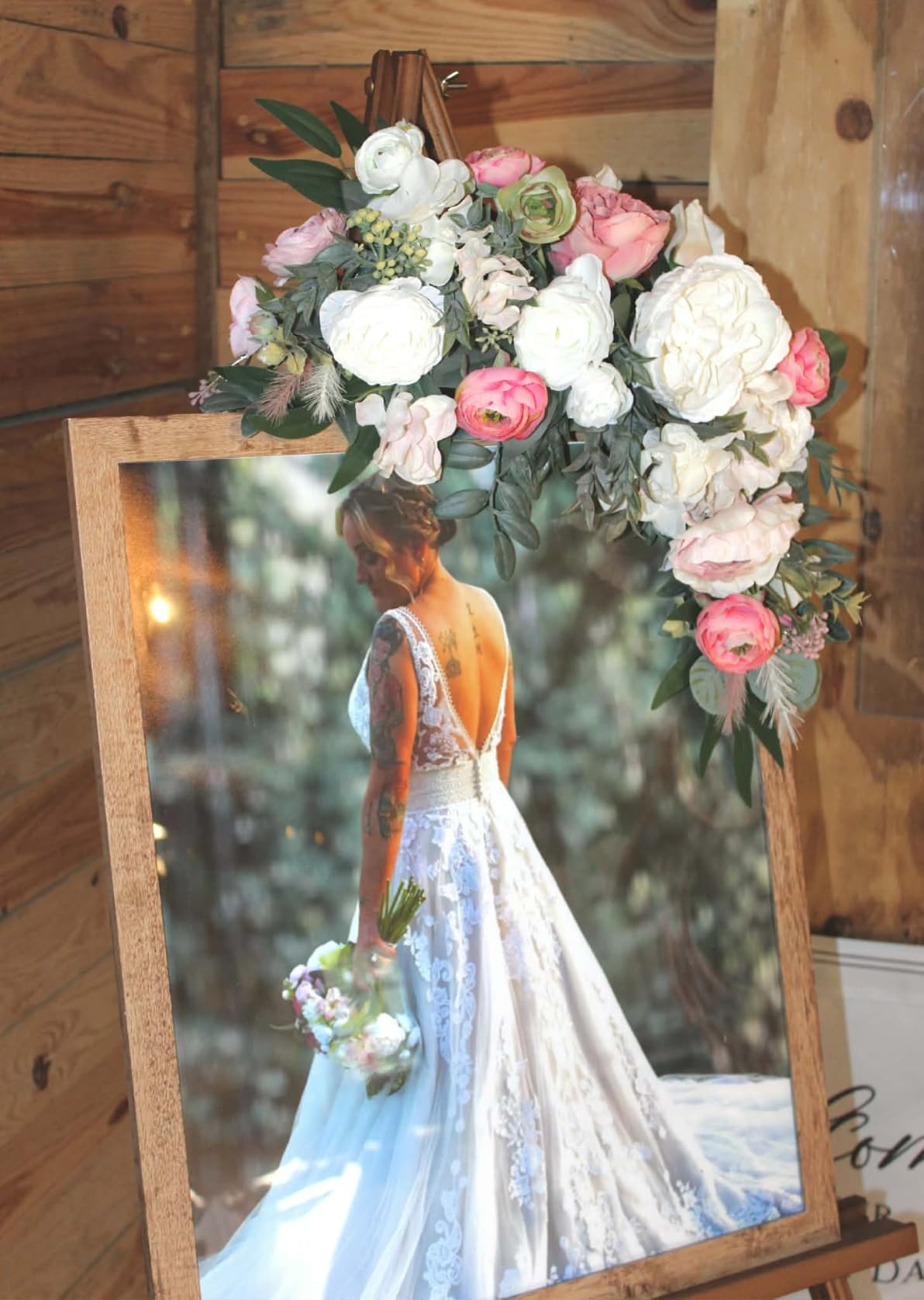 MEEDEN Wood Easel Stand for Display: Wooden Display Tripod Stand for Posters Pictures Paintings - Wedding Decor Holder for Welcome Sign customer photo 1