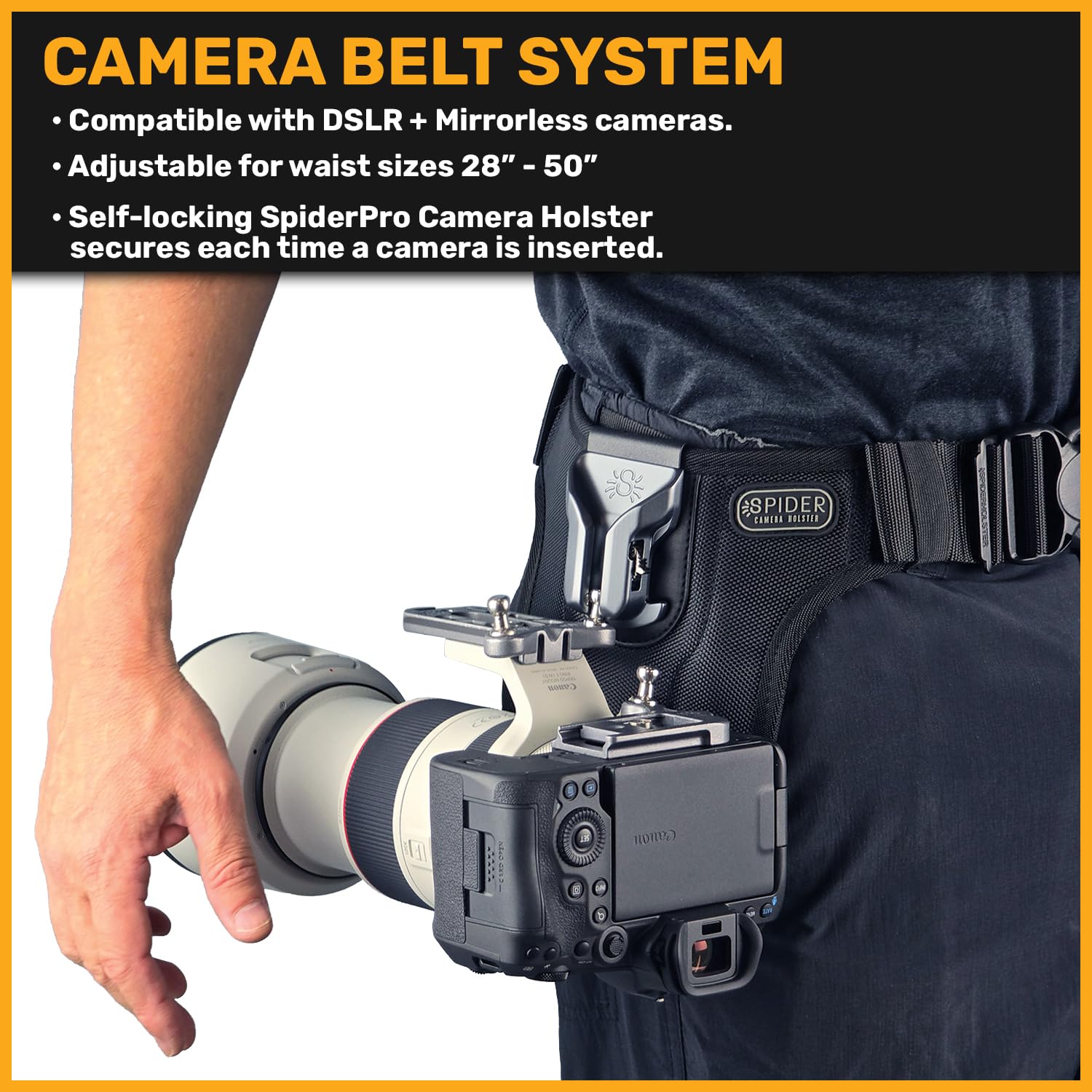 SpiderPro DSLR Single Camera System v2 for Carrying ONE Professional Camera and Heavy Gear Featuring Belt with Built-In Self-Locking Camera Holster for Secure Quick-Draw Camera Access customer photo 2
