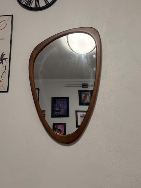 WallBeyond Asymmetrical Mirror, Irregular Wall Mirror, Wall Mirrors Decorative for Bedroom Living Room Entryway Hall, Wood Mirror for mid Century Modern Decor 30