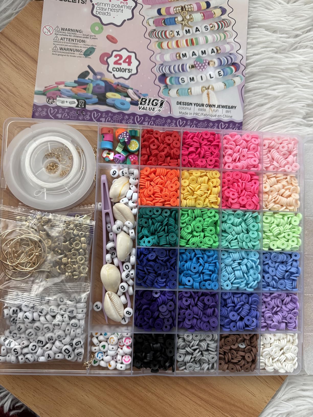 Gionlion 6000 Clay Beads Bracelet Making Kit, 24 Colors Flat Preppy Beads for Friendship Bracelets, Polymer Clay Bead with Charms for Jewelry Making, Crafts Gifts for Girls Ages 6-12 customer photo 2
