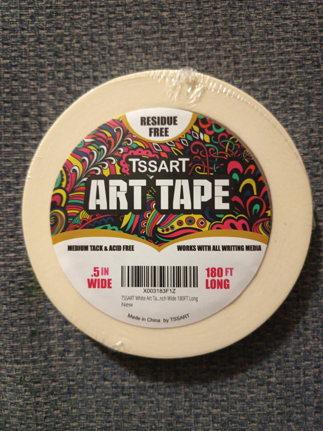 White Art Tape Medium Tack - Masking Artists Tape for Drafting Art Watercolor Painting Canvas Framing - Acid Free 1/2Inch/ 0.5inch Wide 180FT Long customer photo 1