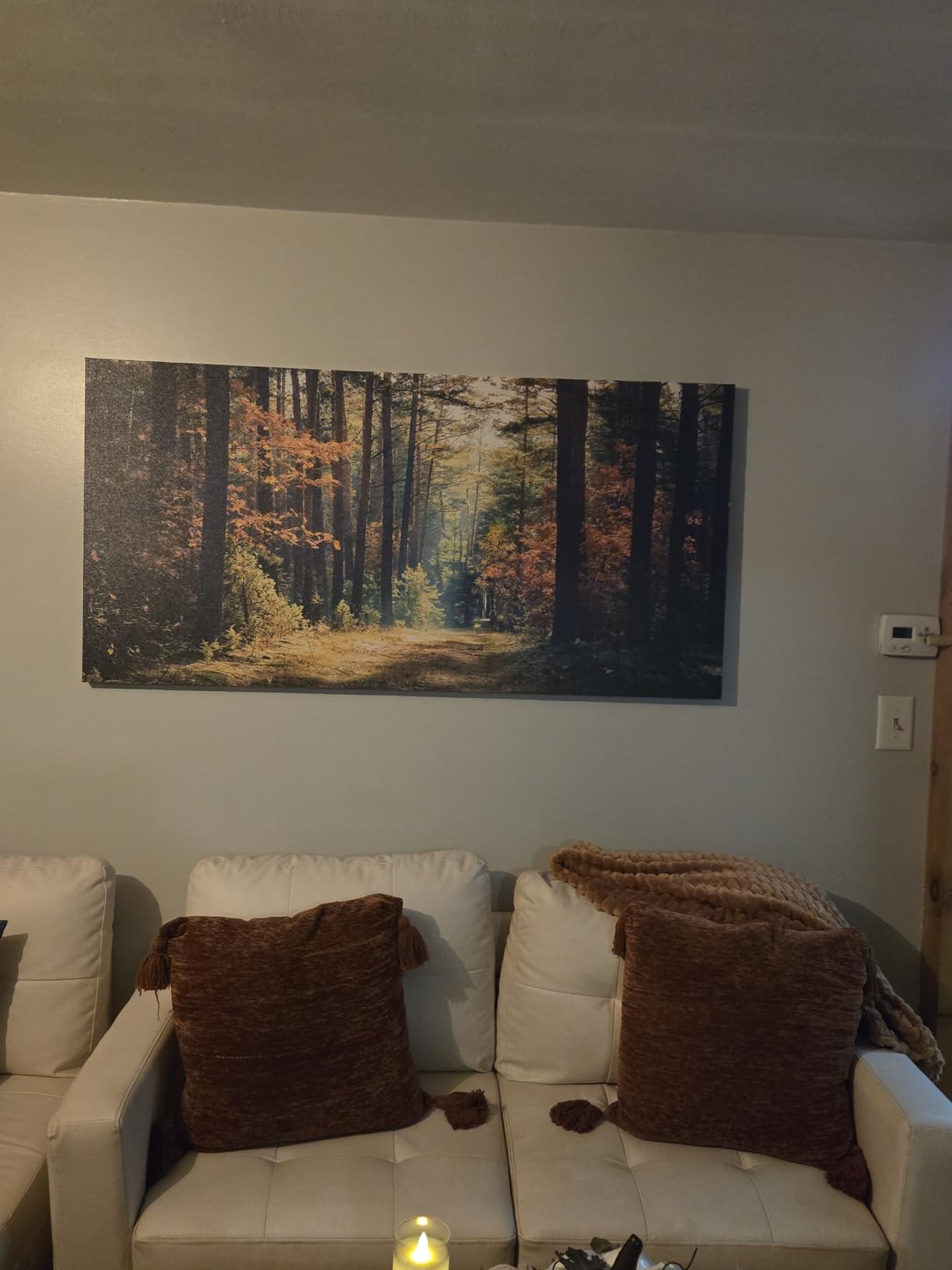 Autumn Forest Large Stretched Canvas Wall Art For Living Room Bedroom Home Decoration,Mordern Morning Sunlight Wood Print Picture Painting Decor Giclee Artwork,Gallery Wrapped Gift,Inner Frame(30x60) customer photo 2