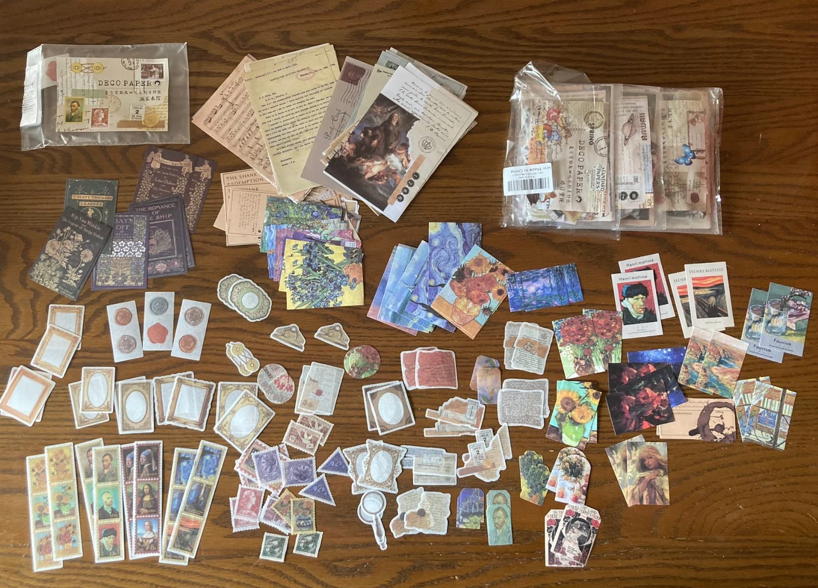 Draupnir 200pcs Vintage Junk Journal Supplies, Scrapbook Supplies Scrapbooking Paper and Stickers Ephemera for Art Aesthetic Journaling Kit Collage (Art) customer photo 1