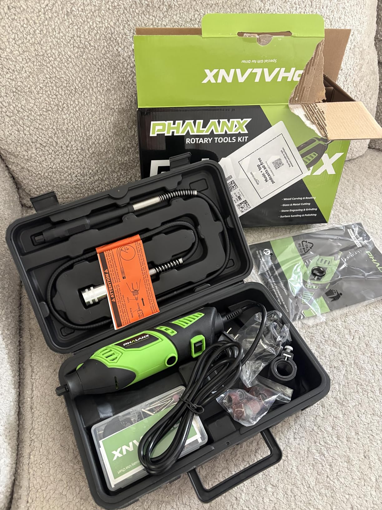180W Rotary Tool Kit, 1.5-Amp PHALANX 6 Variable Speed with Flex Shaft, 8000-32000RPM Multi-Tool& 139pcs Accessories Kit, Power Multiuse Set Prefect for Crafting Projects and DIY Creations customer photo 2