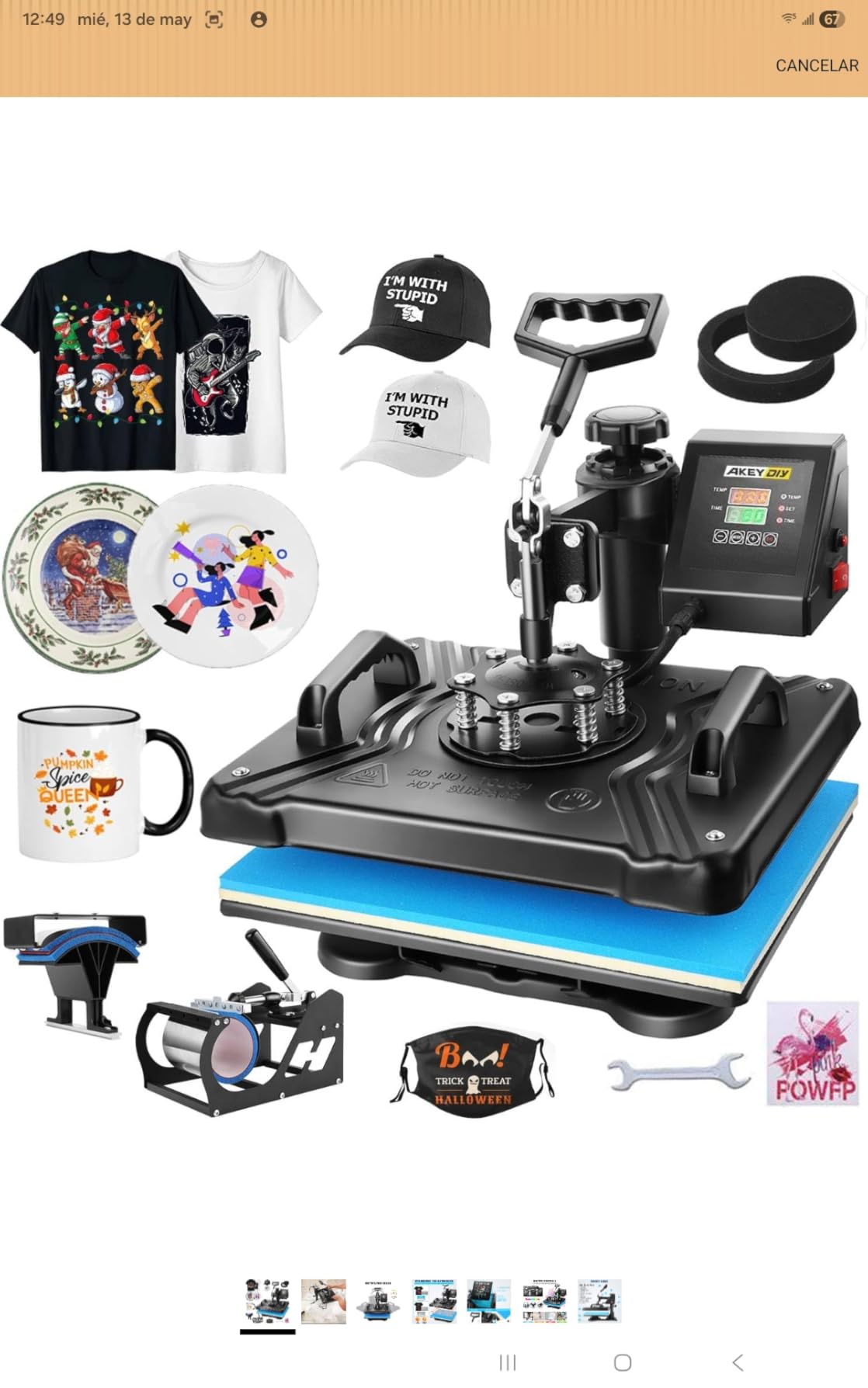 WHUBEFY Heat Press,5 in 1 Tshirt Printing Machine 15