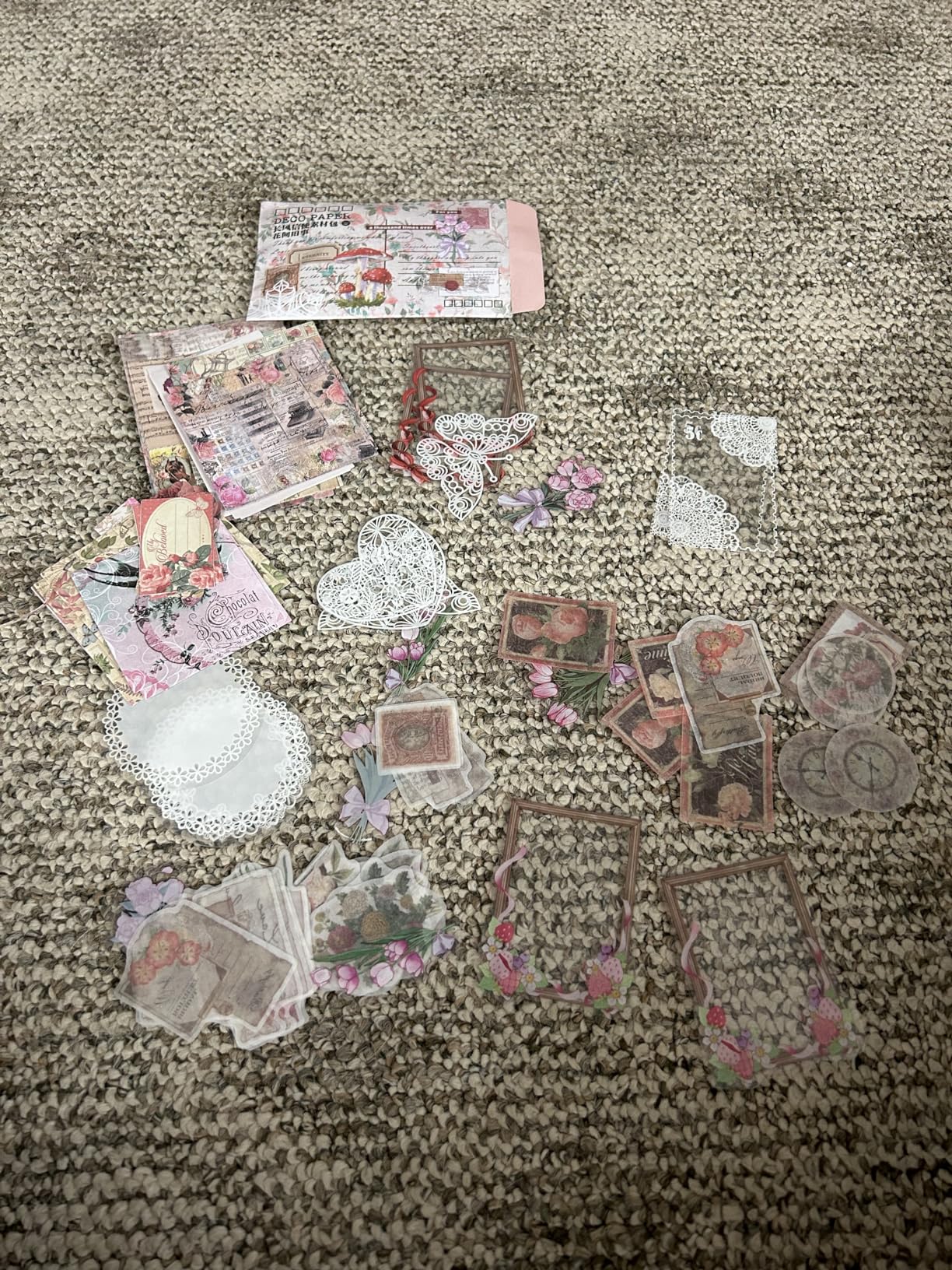 Knaid 200 Piece Vintage Ephemera Bundle - Paper & Sticker Kit for Junk Journaling, Scrapbooking, Planners, Bullet Journals, Collage, Decoupage - Cottagecore Themed - Pastel/Earthy Tones customer photo 2