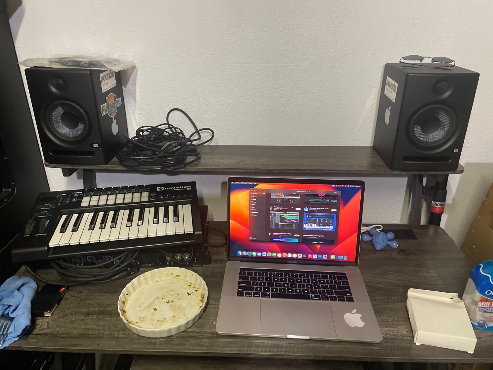 Armocity Music Studio Desk Production Workstation - Recording Studio Desk for Producer with Power Outlet, Grey Oak customer photo 1