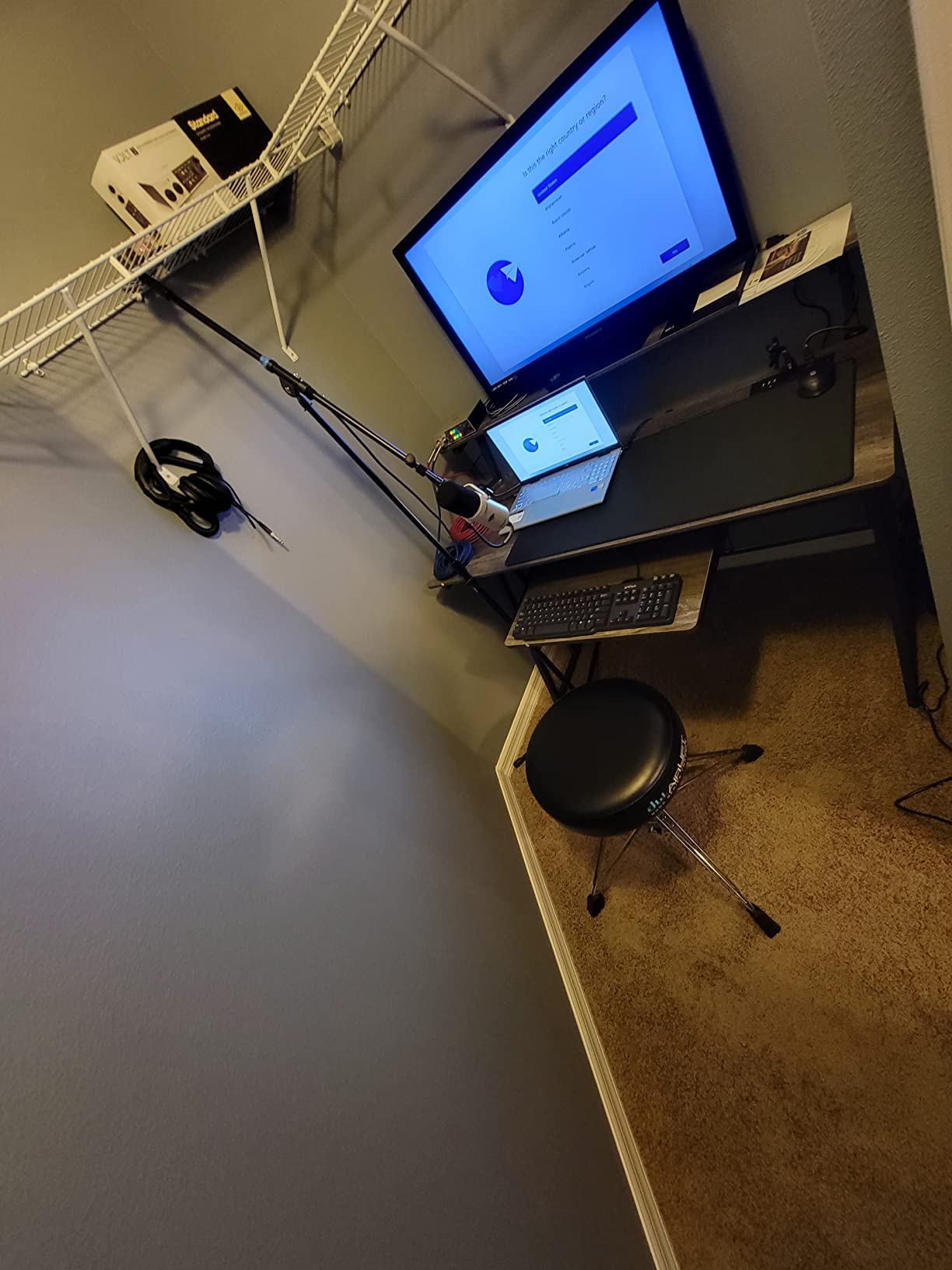 Armocity Music Studio Desk Production Workstation - Recording Studio Desk for Producer with Power Outlet, Grey Oak customer photo 2