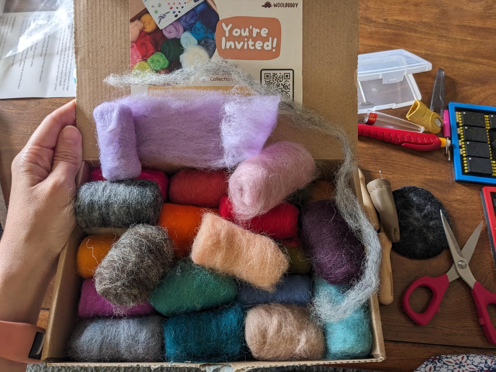 Woolbuddy Wool Roving Kit - Premium Core Wool for Needle Felting, Felting Soap & Tools - Sustainable Roving Wool for Beginners & Adults, Wet Felting Supplies (Purple) customer photo 1