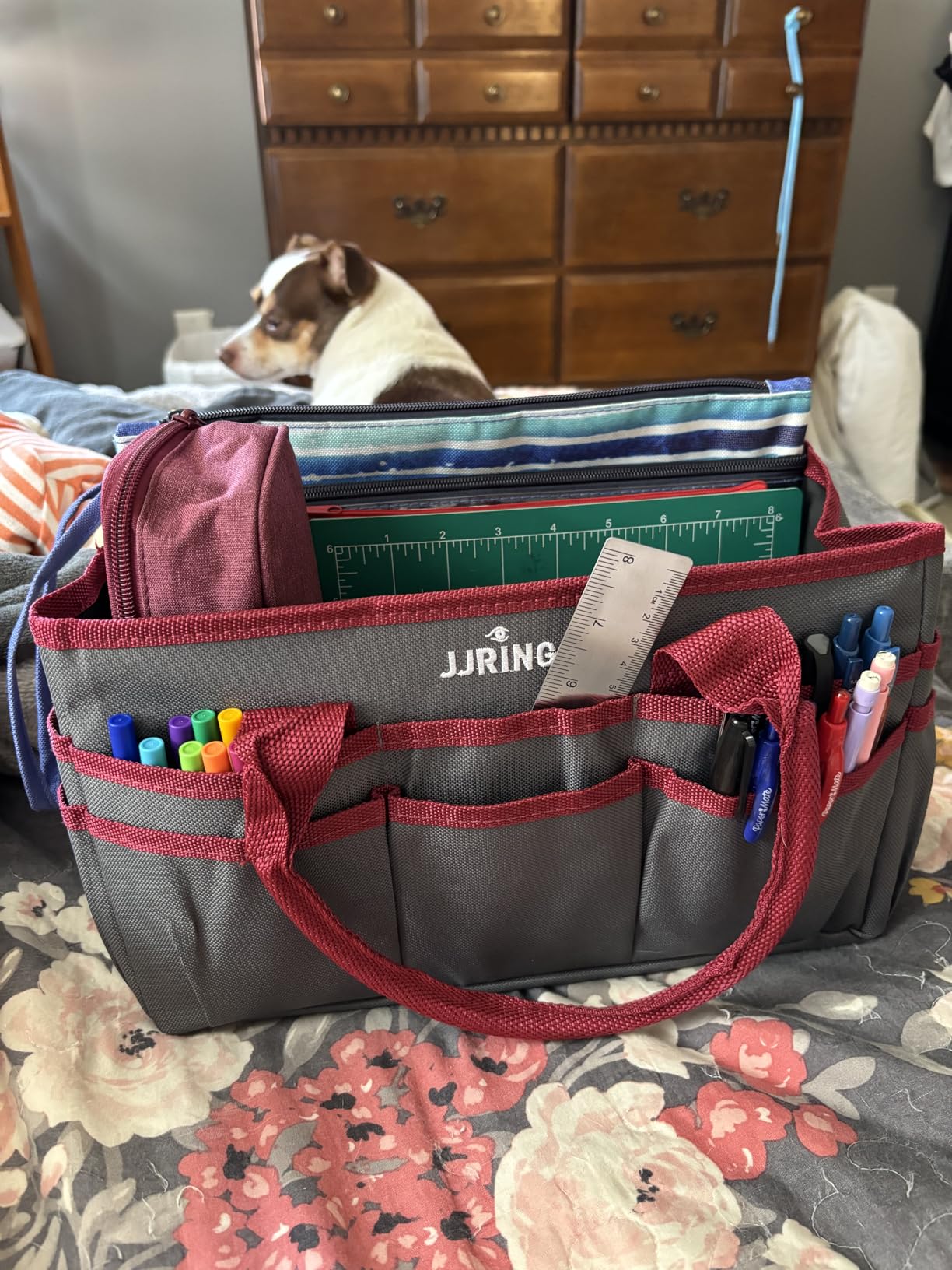JJRING Craft and Art Tote - 600D Grey Nylon Fabric Art Sewing Organizer Bag with Pockets - for Craft, Scrapbooking, Medical, and Office Supplies Storage customer photo 2