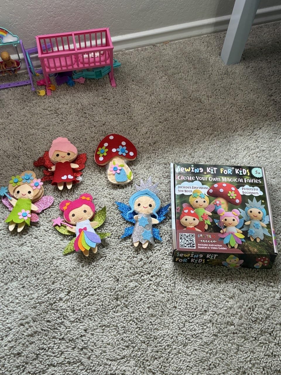 CRAFTILOO Fairy Sewing Kit for Kids Ages 5-12 - Beginner Sewing Kit with 5 Pre-Cut Felt Projects - Make Your Own Stuffed Animal Plush Dolls - Fun Girls Craft Kit, Learn to Sew Gift for Kids customer photo 1