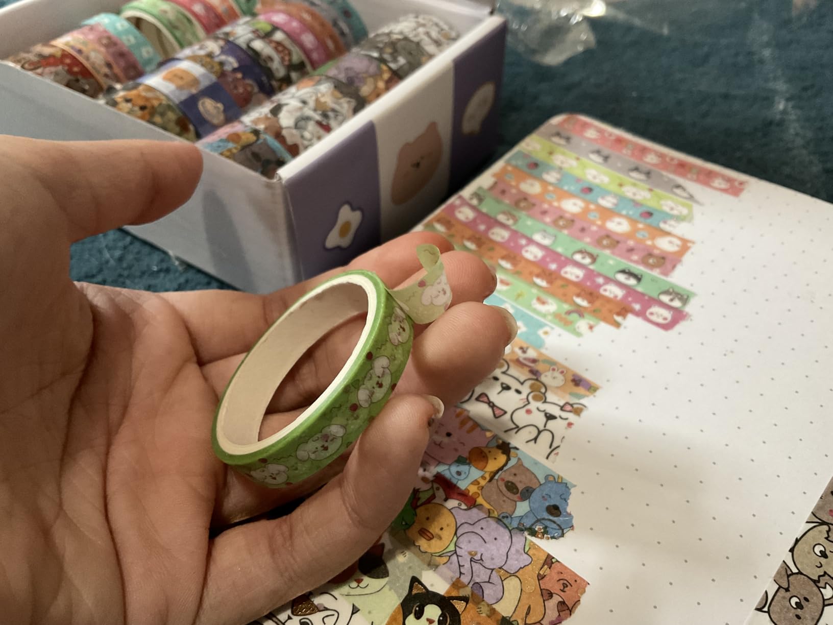 WAPETASHI Cute Washi Tape Set - 24 Rolls Kawaii Animals Gold Foil Decorative Masking Tape for Journaling, Scrapbooking, Kids DIY Crafts, Aesthetic Supplies, Planners, Bullet Journal customer photo 2