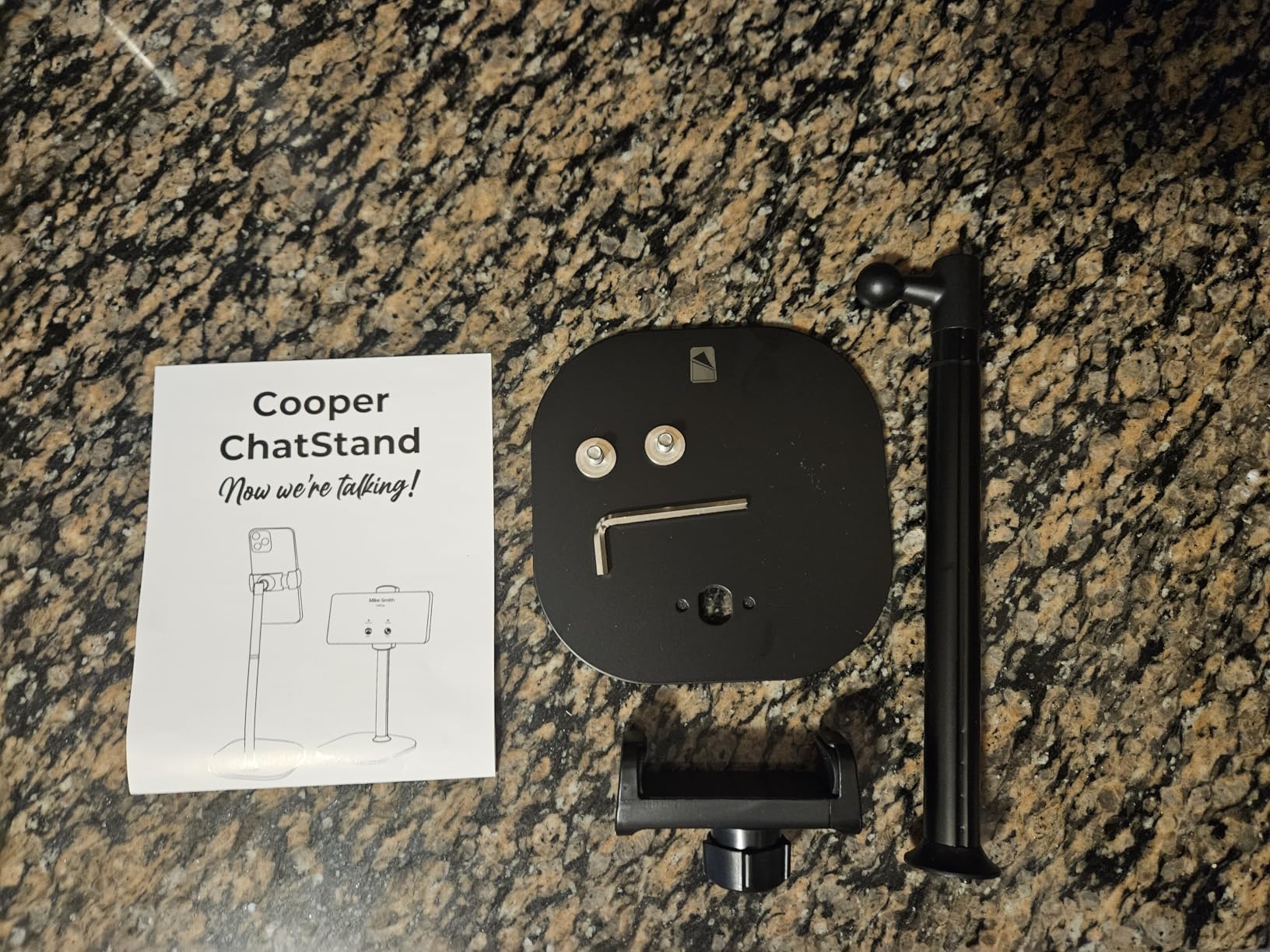 COOPER ChatStand, Adjustable Cell Phone Stand for Desk, Phone Stand for Recording, iPhone Holder for Filming, Small iPhone Tripod, Soporte para Celular, Fits Samsung, Android, (Night Black) customer photo 2