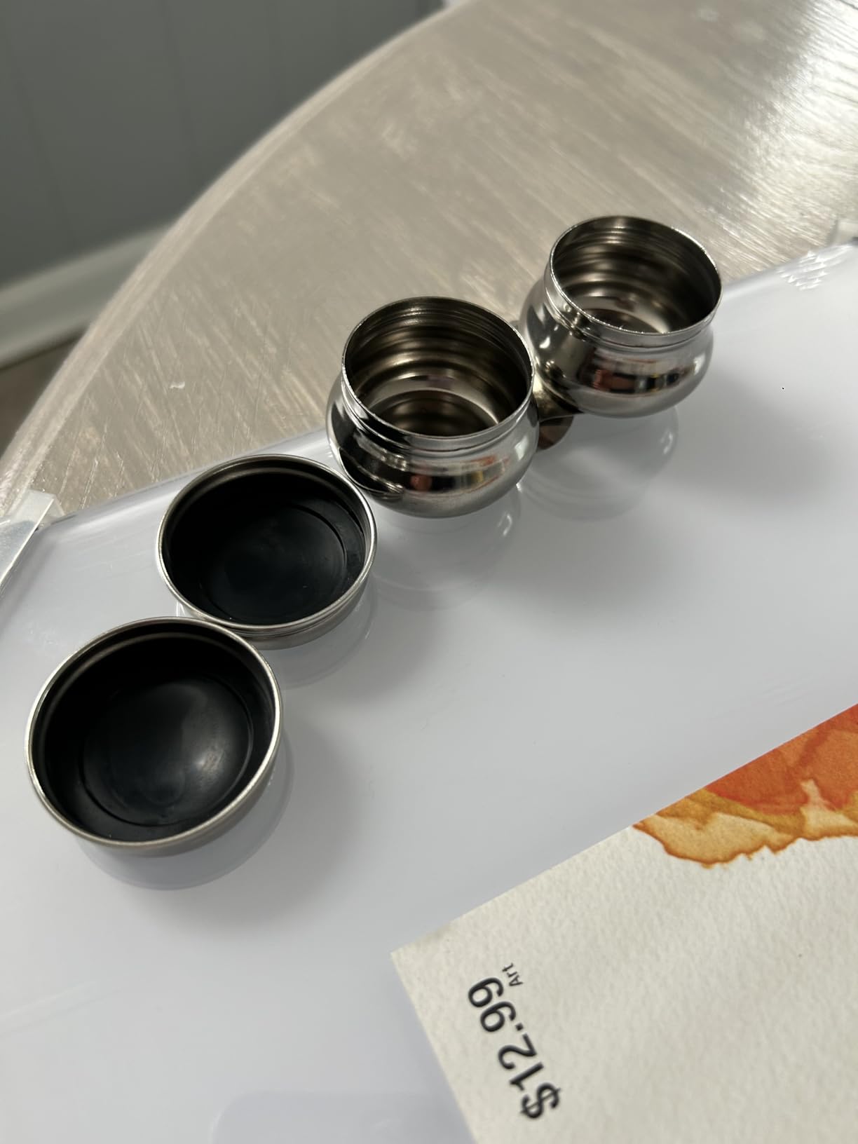 Stainless Steel Double Dipper Palette Cup with Screw Lid and Clip Oil Container for Acrylic or Oil Paint customer photo 2