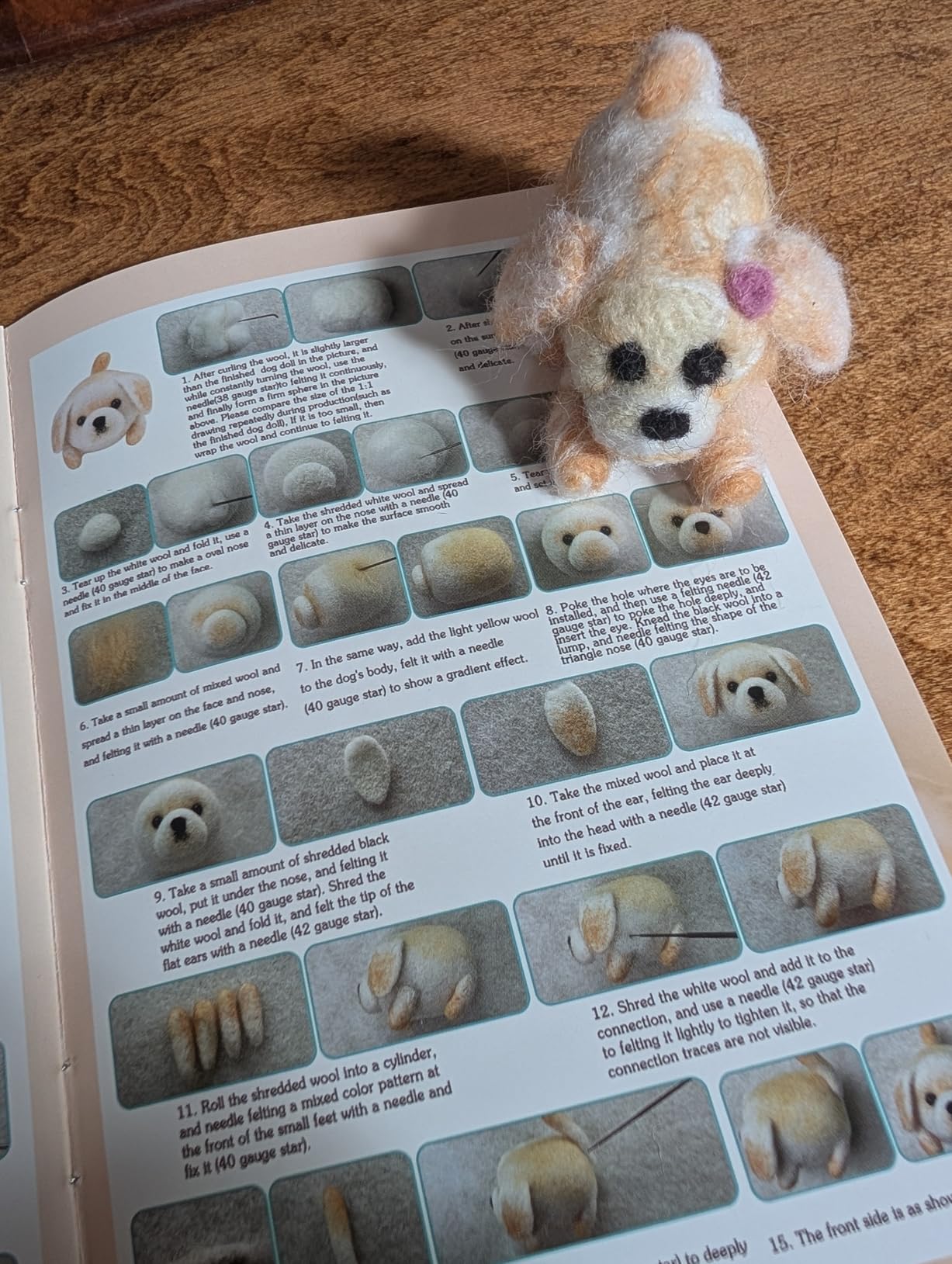 Mayboos Needle Felting Kit, 12 Pieces Doll Making Wool Needle Felting Starter Kit with Instruction, Felting Foam Mat and DIY Needle Felting Supply for DIY Craft Animal Home Decoration customer photo 1
