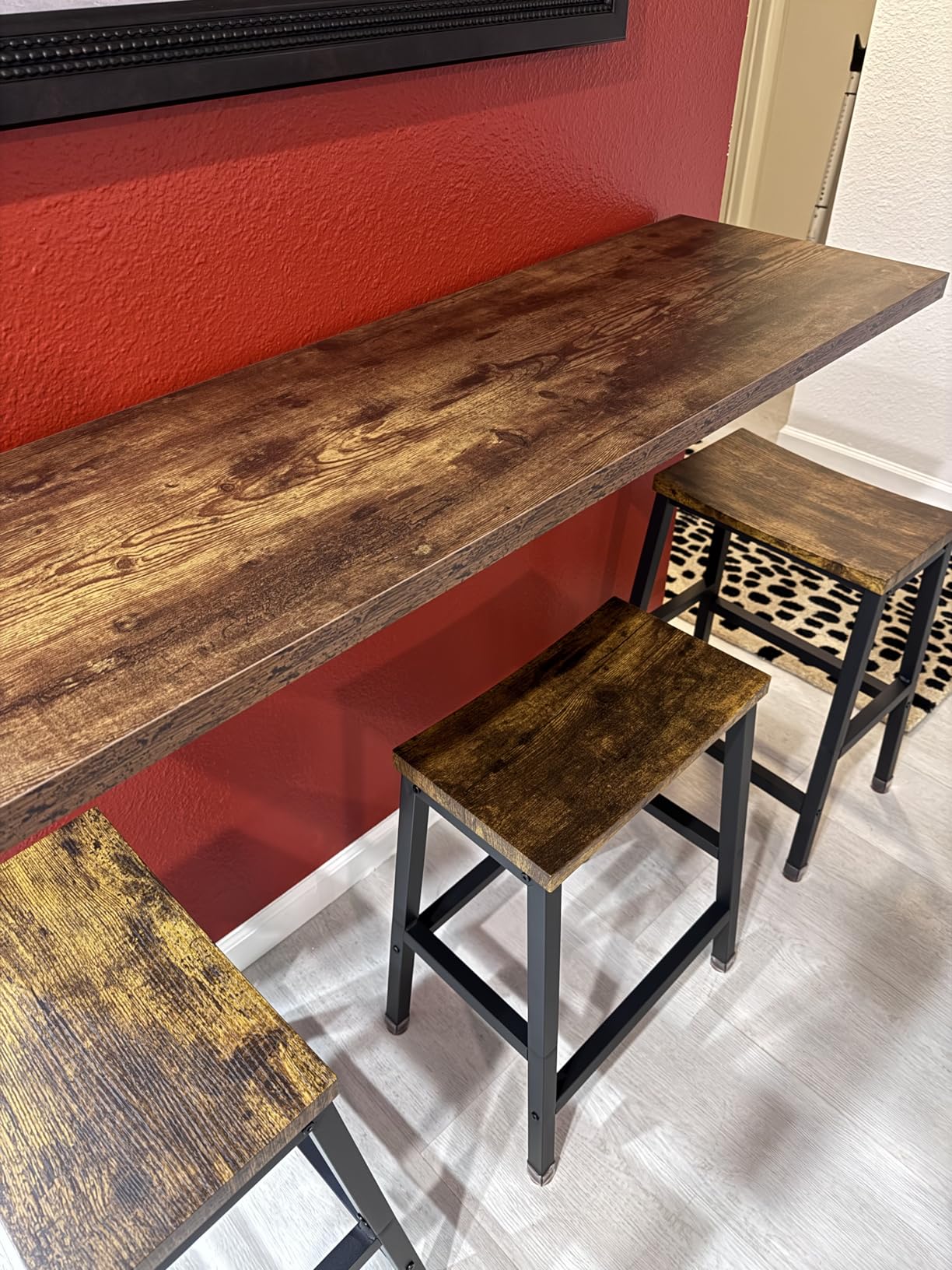 Houseables Wall Mounted Desk, Murphy Desk, Wall Mounted Folding Table, Laundry Folding Table, Fold Down Work Bench, Foldable Mount Station, Floating Bar, Hanging, Dining, Kitchen, Clothes, 48x16 Brown customer photo 2