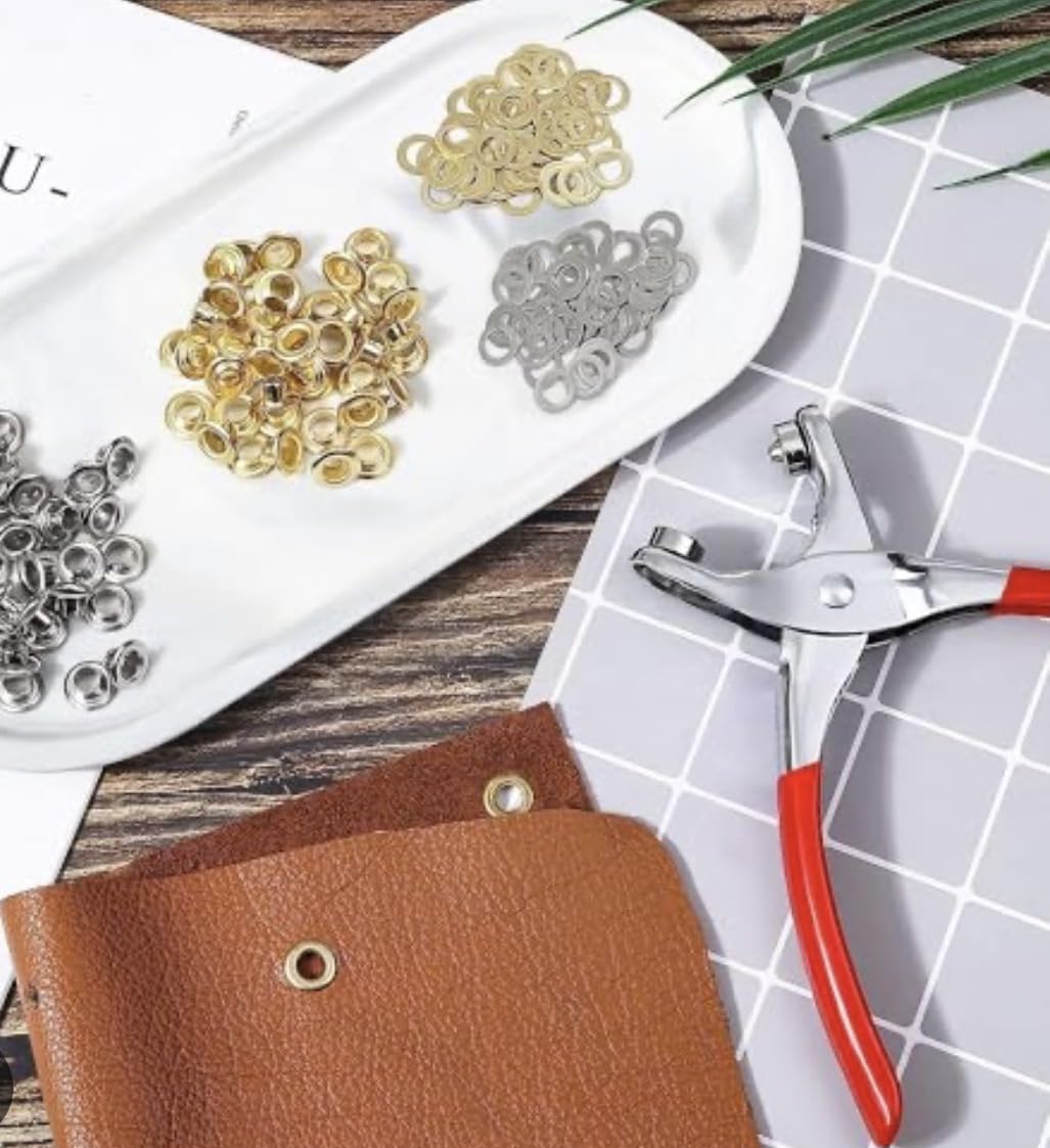 803Pcs Grommet Eyelet Pliers Kit, 1/4 Inch Grommet Tool Kit with 800 Metal Eyelets, Grommet Hand Press kit for Leather Crafts customer photo 1