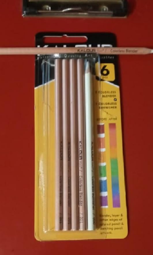 KALOUR Colorless Blender and Burnisher Pencils Set, Non-pigmented, Wax Based Pencil, perfect for Blending Softening Edges, ideal for Colored Pencils, Art Supplies for Artists Beginners (6 Pencils Total) customer photo 2