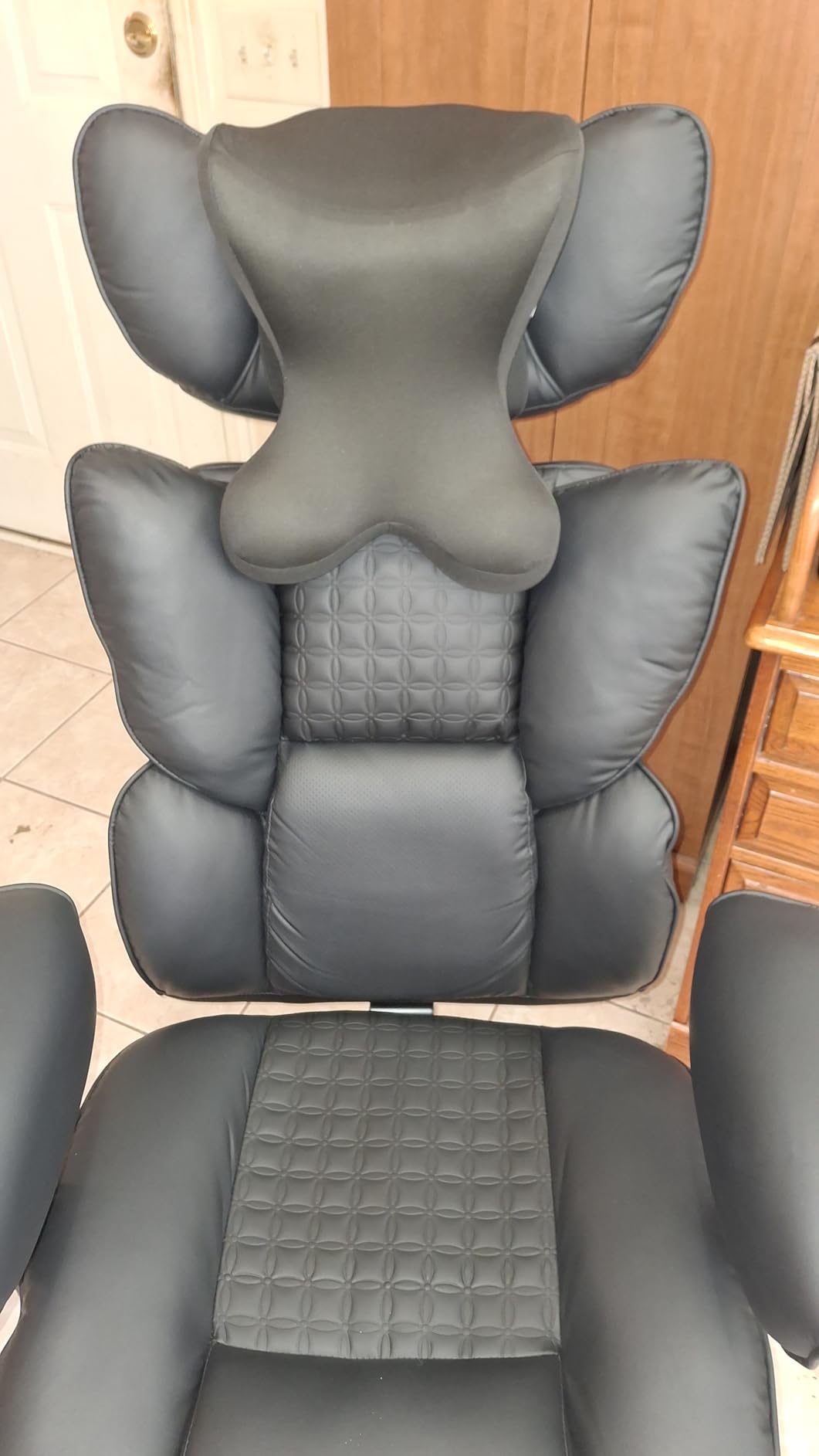 Car Neck Pillow for Driving Seat Car headrest Pillow/Gaming Chair Pillow with Adjustable Strap Removable Cover Ergonomic Design Neck Support Pillow for auto, Office Chair, Gaming Chair(Black) customer photo 2