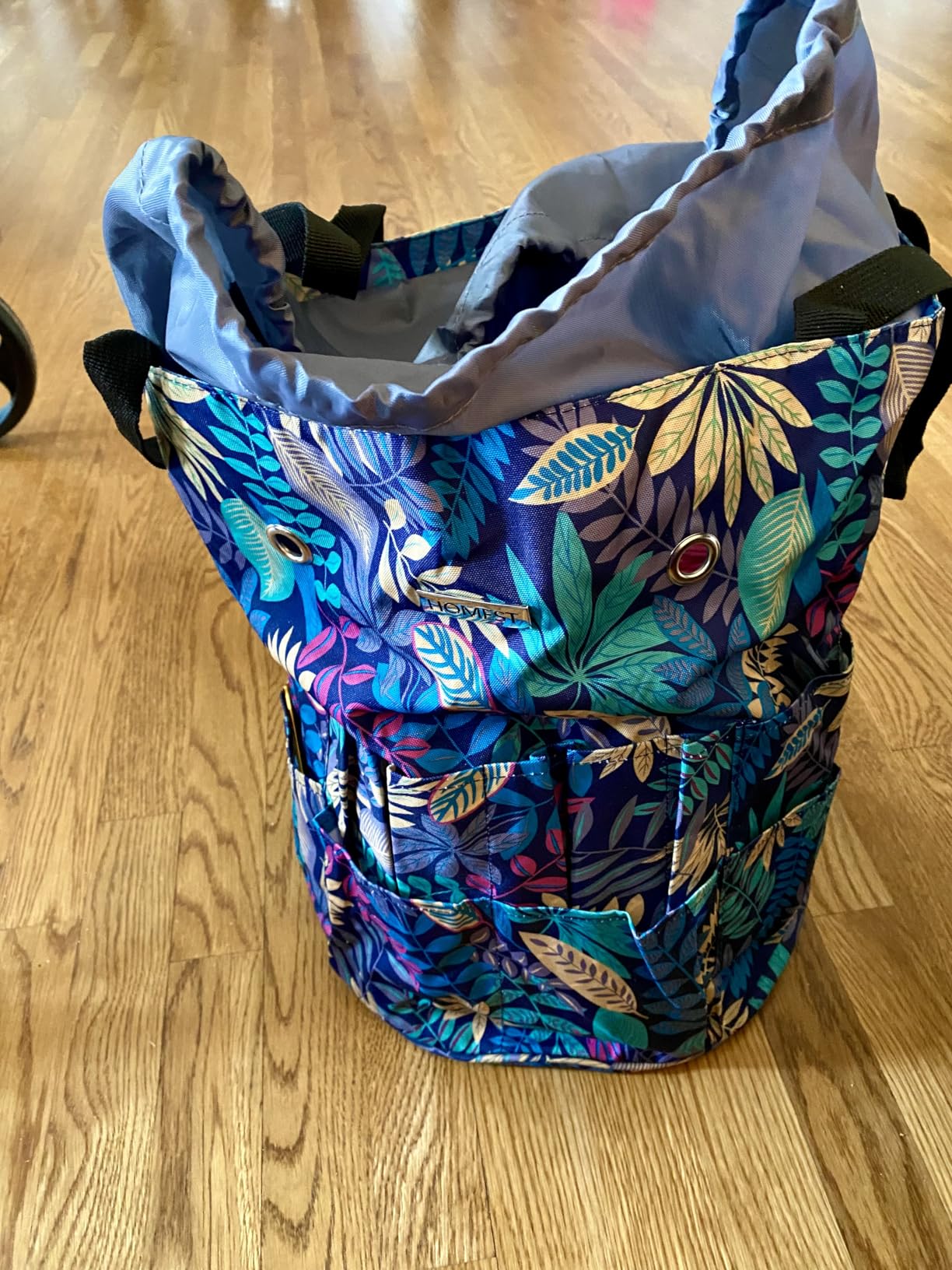 HOMEST Large Crochet Bag with Customized Front Compartment for Knitting Accessories, Yarn Storage with 6 Oversized Grommets, Tote Organizer with Drawstring Closure, Gray customer photo 1