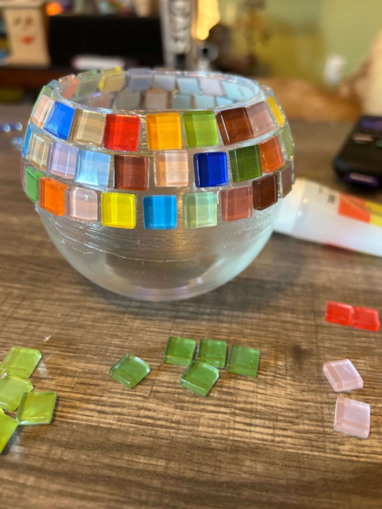 Glass Mosaic Candle Holder Kit - DIY Mosaic Kits for Adults & Crafts for Girls 8-12 - Arts and Crafts for Kids, Tealight Candle Holder for Home Decor, Birthday Gifts for Kids Ages 6 7 8-12 customer photo 2
