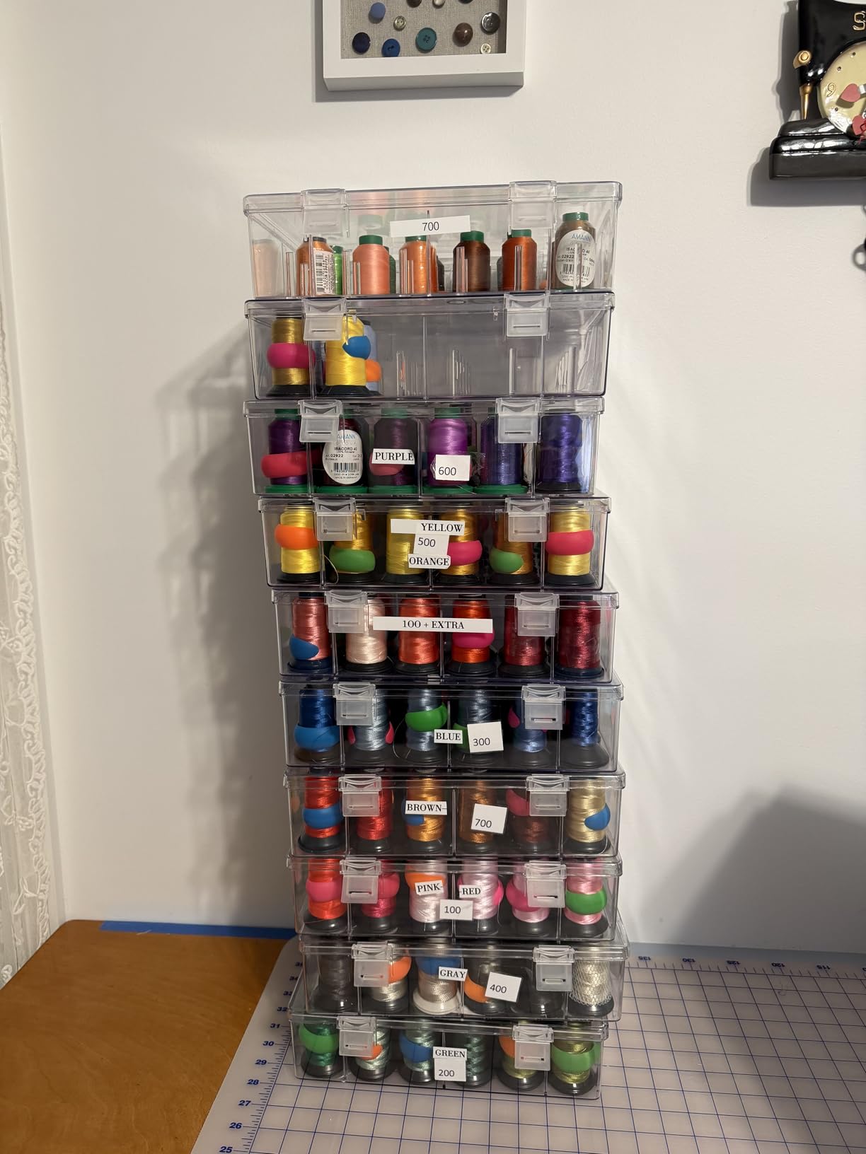 New brothread Pack of 2 Tall and Clear Storage Box/Organizer for 2x30 Home Embroidery & Cotton Thread Spools Compatible with Tall Thread Spools from Isacord/Floriani/Madeira/Glide/RA/Connecting Thread customer photo 1