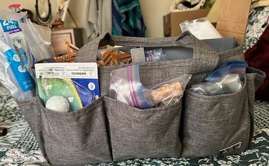 HOMEST Craft Organizer Tote Bag with Multiple Pockets, Storage Art Caddy for Scrapbooking, Crafts Supply Carrier for Tool, Gray customer photo 2
