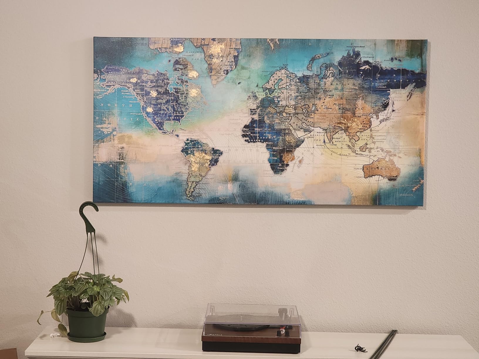 Large World Map Canvas Prints Framed Wall Art for Living Room Office 24x48 Green World Map Picture Artwork Decor for Home Decoration (With Solid Wood Dark Framed) customer photo 2