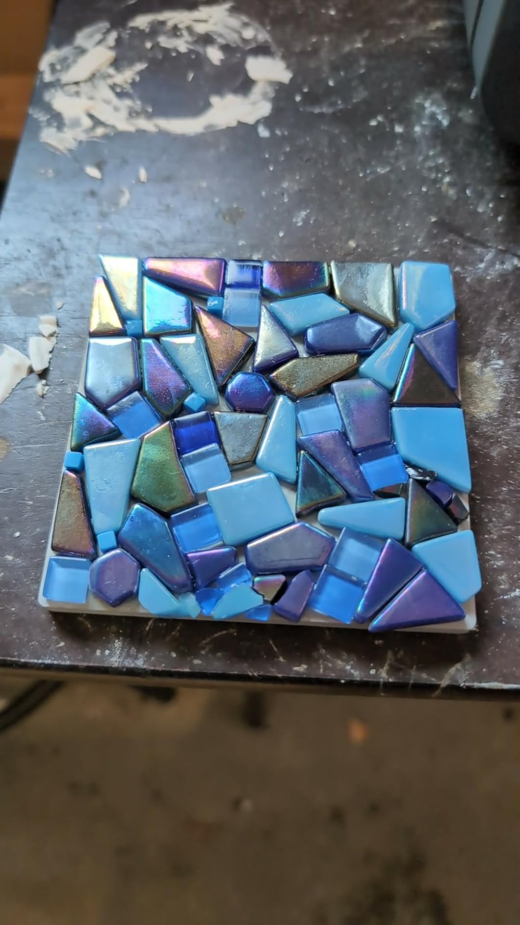 Youway Style Iridescent Glass Mosaic Tiles for Crafts Bulk, 200g Broken Mosaic Glass Pieces for DIY Home Garden Art Projects, Handmade Crafts & Decor customer photo 2
