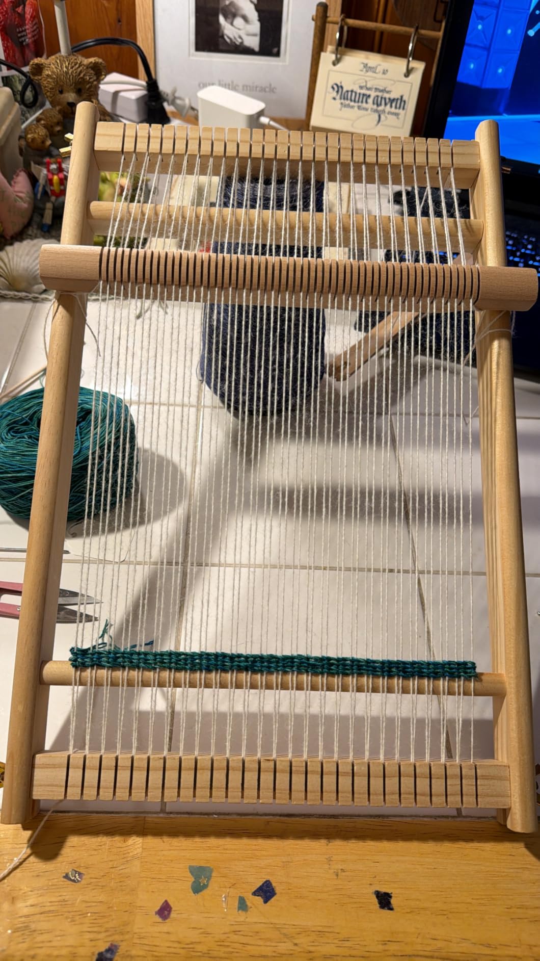 Weaving Loom Kit,Wooden Multi-Craft Weaving Loom Tapestry Loom Large Frame 9.85x 15.5inch,DIY Hand-Knitting Weaving Machine with Loom Stick Bar for Kids, Adult and Beginners Handcraft Loom customer photo 2