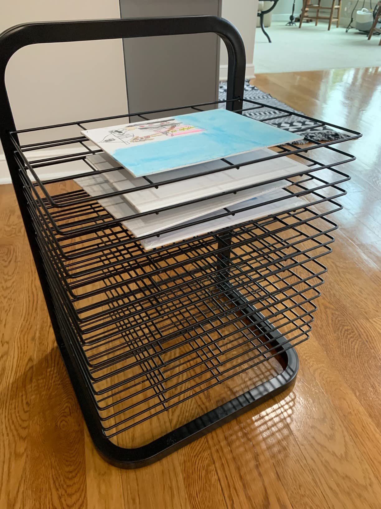 Art Drying Rack | Mobile Metal Art Storage Rack with Removable Shelves | Art Organizer for Kids, Art Studio and Tabletop Storage, Craft Room and Desktop (15 Shelves) customer photo 1