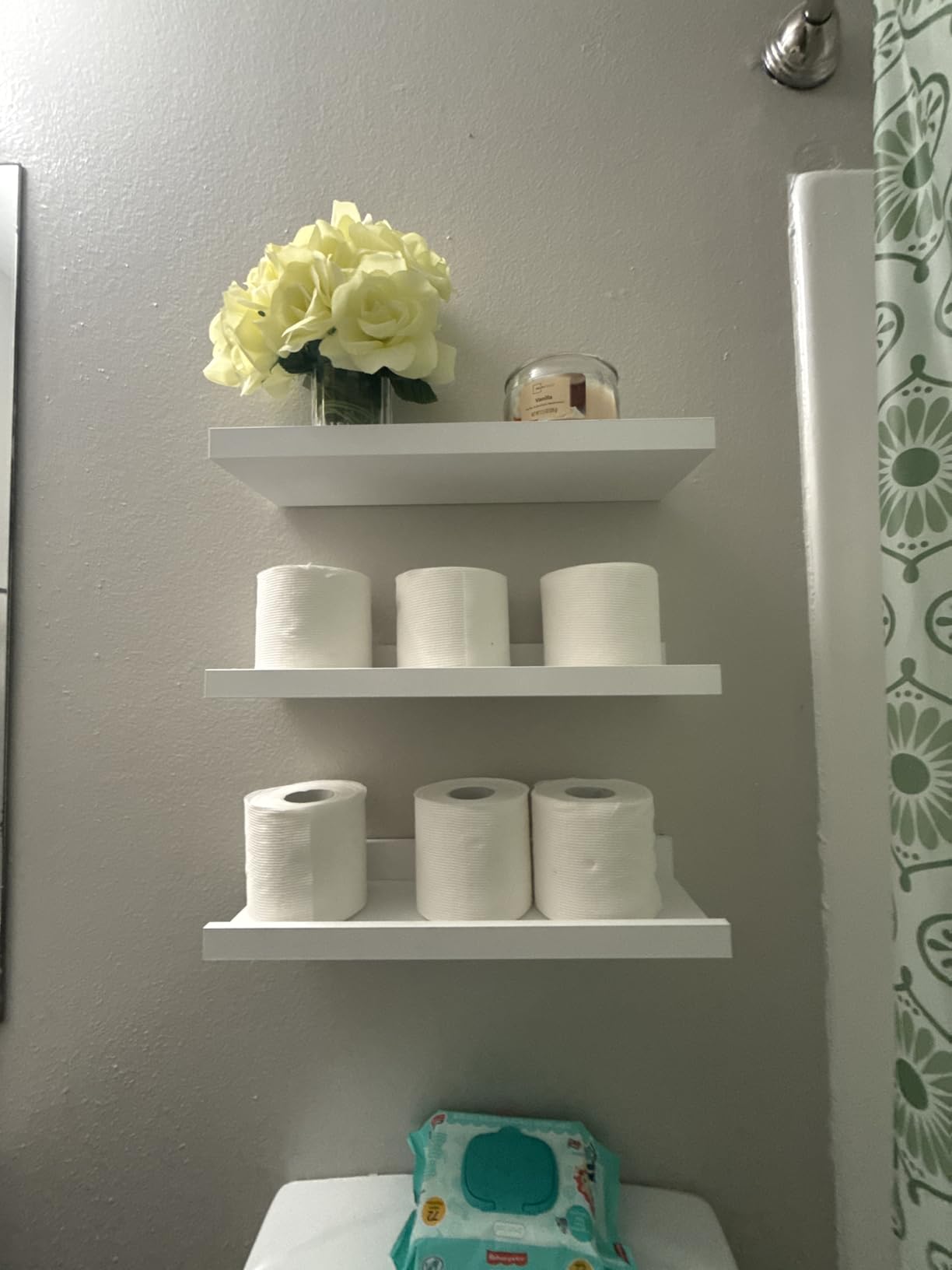 RICHER HOUSE 5 Set Floating Wall Mounted Shelves, Black Shelves for Wall Decor, Modern Picture Ledge Shelf with Lip for Storage, Nursery, Bedroom, Living Room, Bathroom - Black customer photo 1