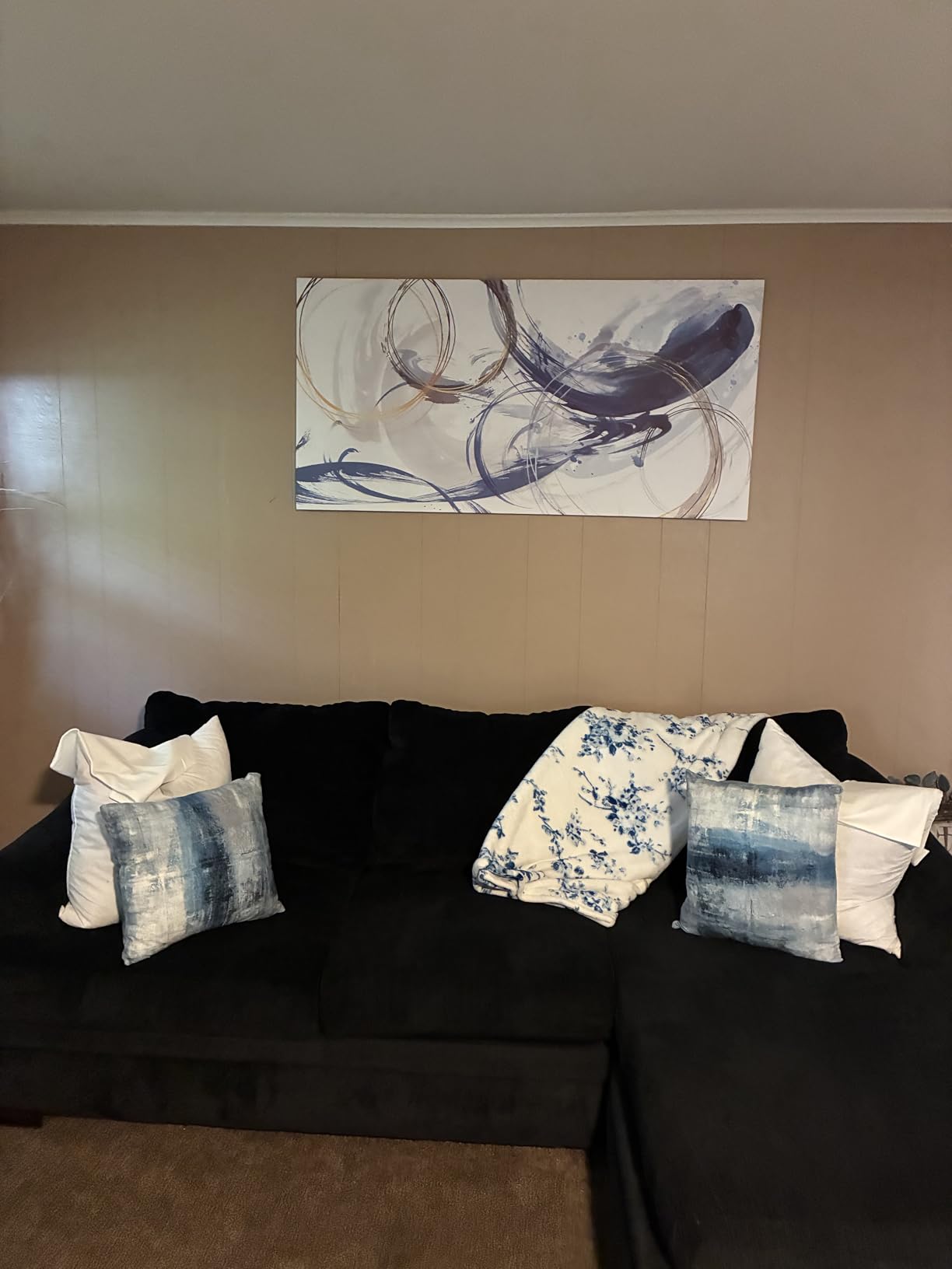 Framed Wall Art Abstract Art Paintings Blue Fantasy Colorful Graffiti on White Background Modern Artwork wall Decor for Living Room Bedroom Kitchen 20''x40'' customer photo 2
