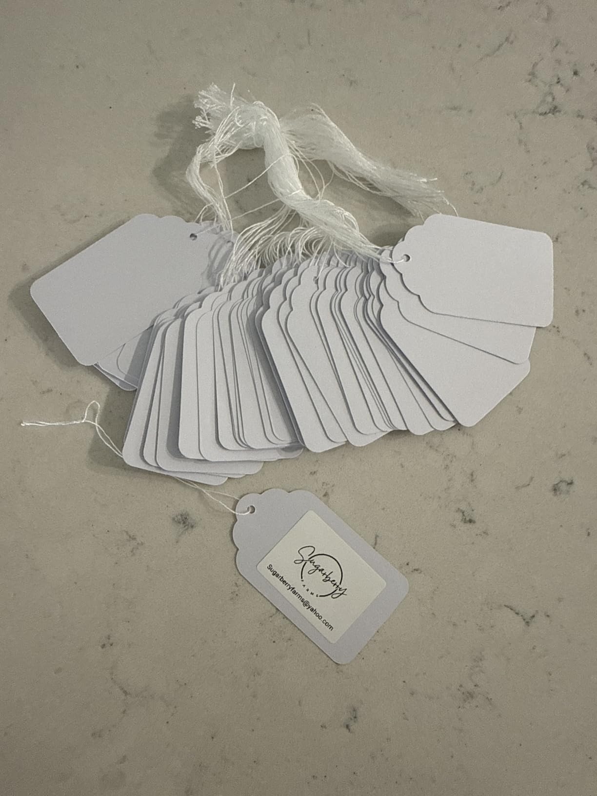 200Pcs White Paper Blank Tags with String, Paper Hang Lace Writable Label, Display Tags for Holiday Bag Clothing 2.75 x 1.57 Inches customer photo 1