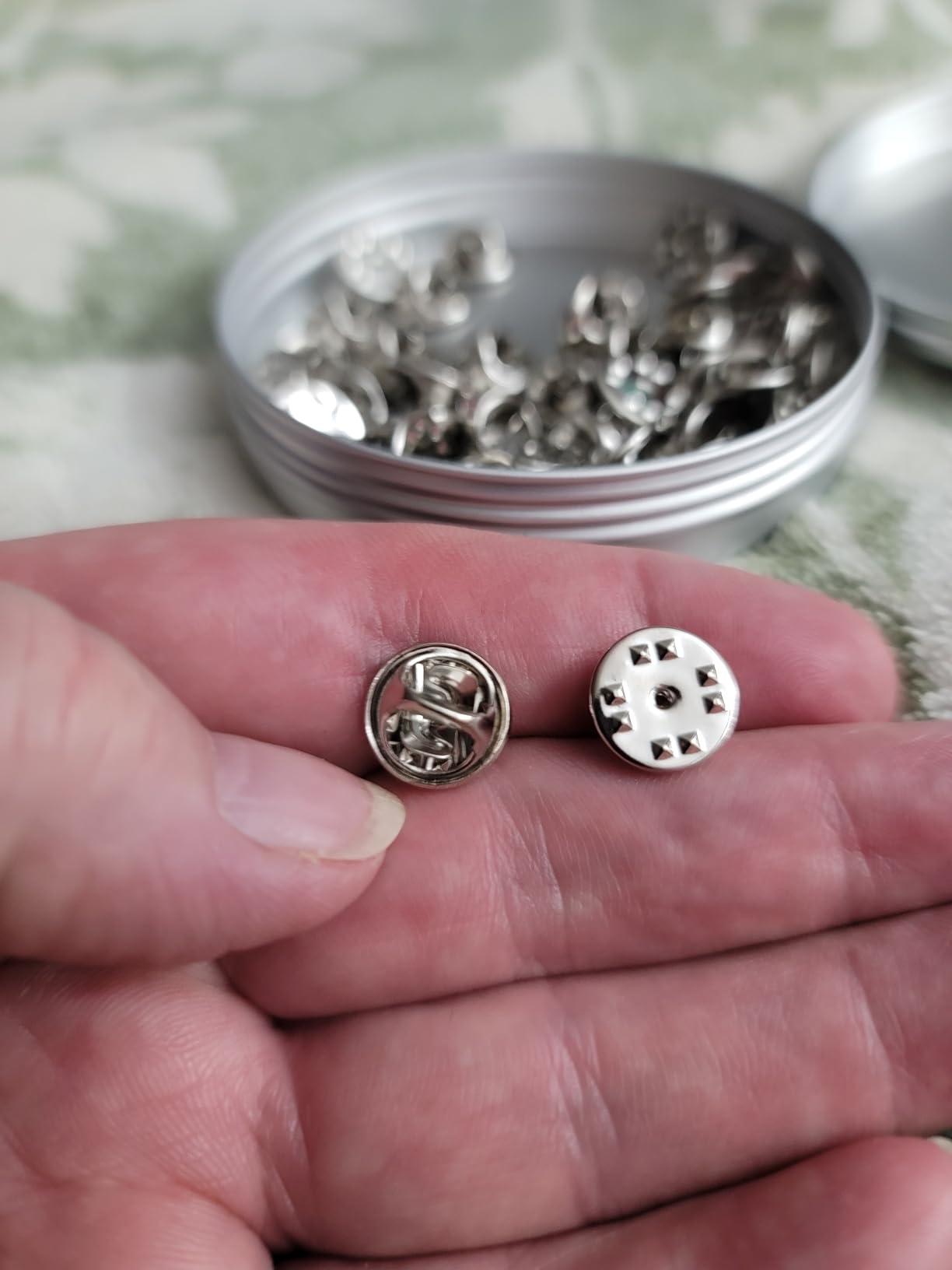 50 Pairs Metal Pin and Pin Backings, 8mm Length 4mm Width Blank Pins for DIY Enamel Pins Jewelry Gift Craft Making customer photo 1