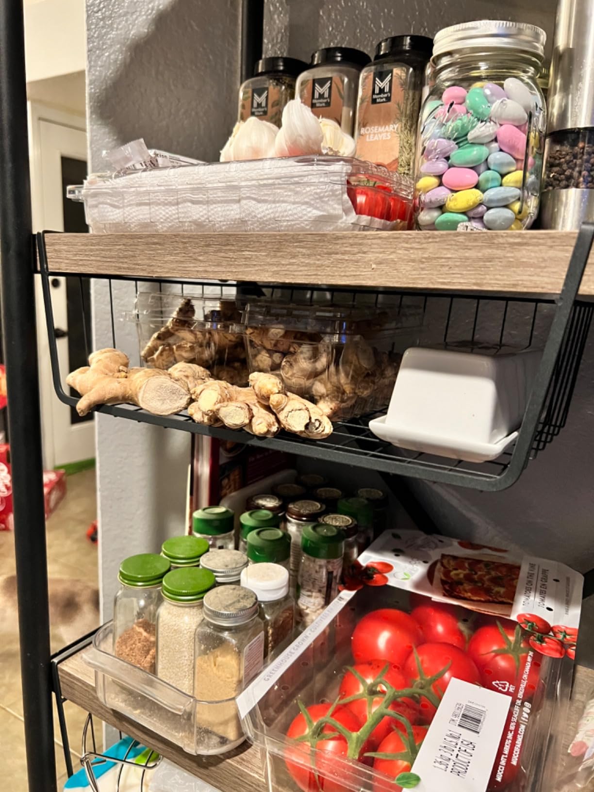 Under Shelf Basket, 6PCS Hanging Storage Basket for Pantry Cupboard Laundry Room Slide-in Baskets Organizer for Kitchen Counter Desk Bookshelf, Space Saving, Easy to Install, Black customer photo 1