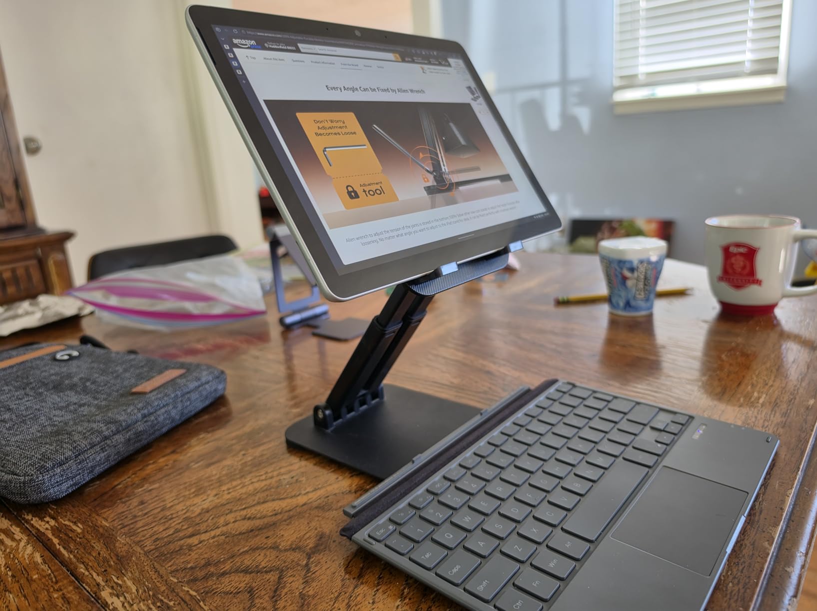 LISEN Tablet Stand for iPad, Tablet Holder for Desk, Desk Accessories Portable Monitor Stand customer photo 1