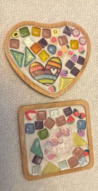Glittery Garden Mosaic Craft Kit - Decorate Your Own Unicorn and Rainbow Design Coaster with Glass Tiles. Birthday Gift, Fun DIY Art and Craft Supplies customer photo 1